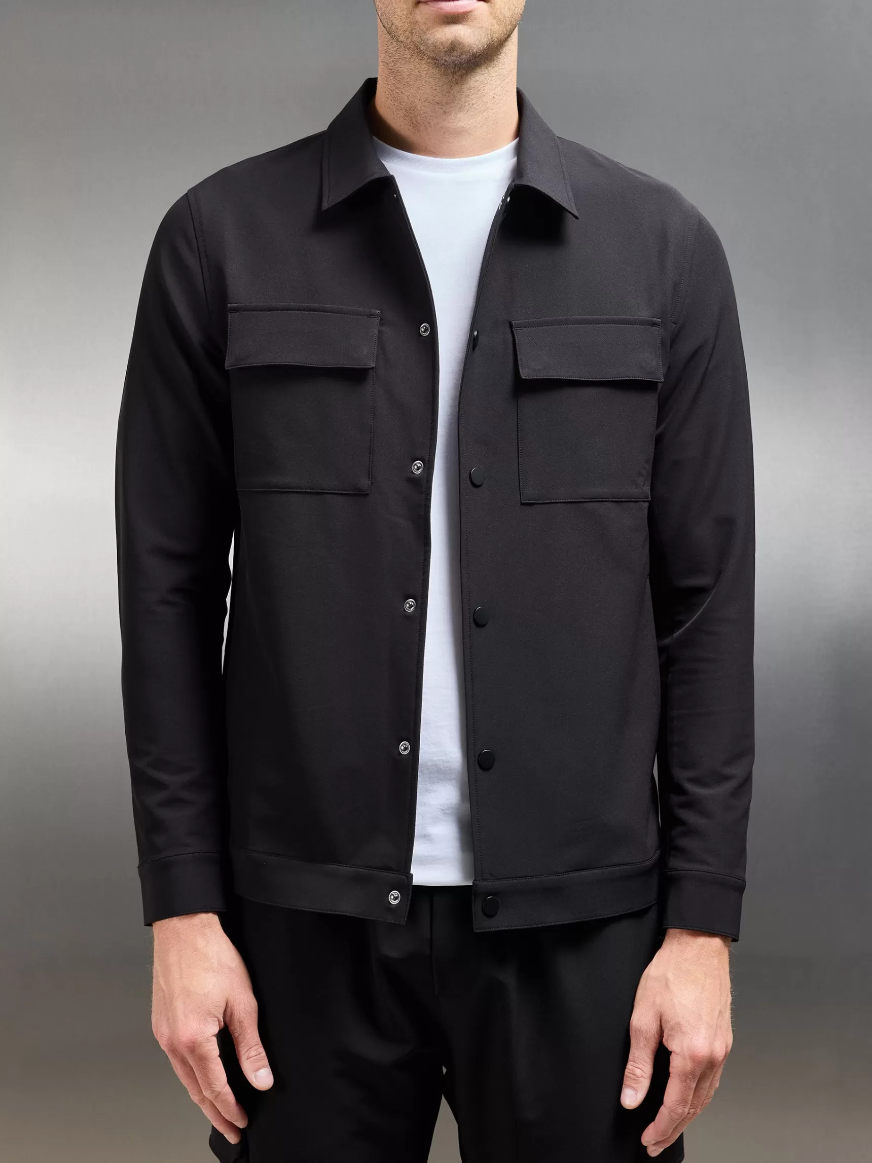 Hot ARNE Technical Mid Weight Popper Overshirt - Black