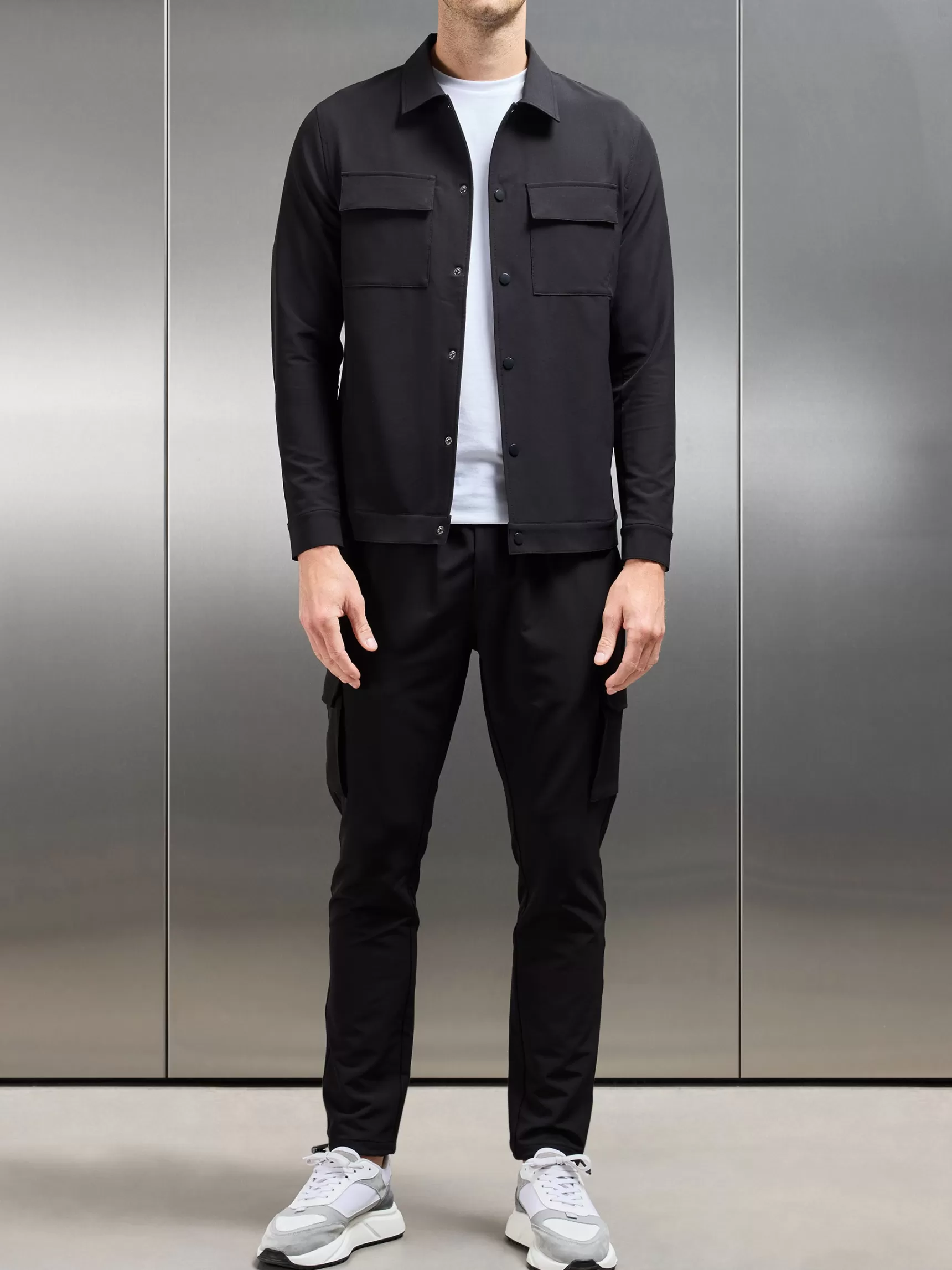 Hot ARNE Technical Mid Weight Popper Overshirt - Black