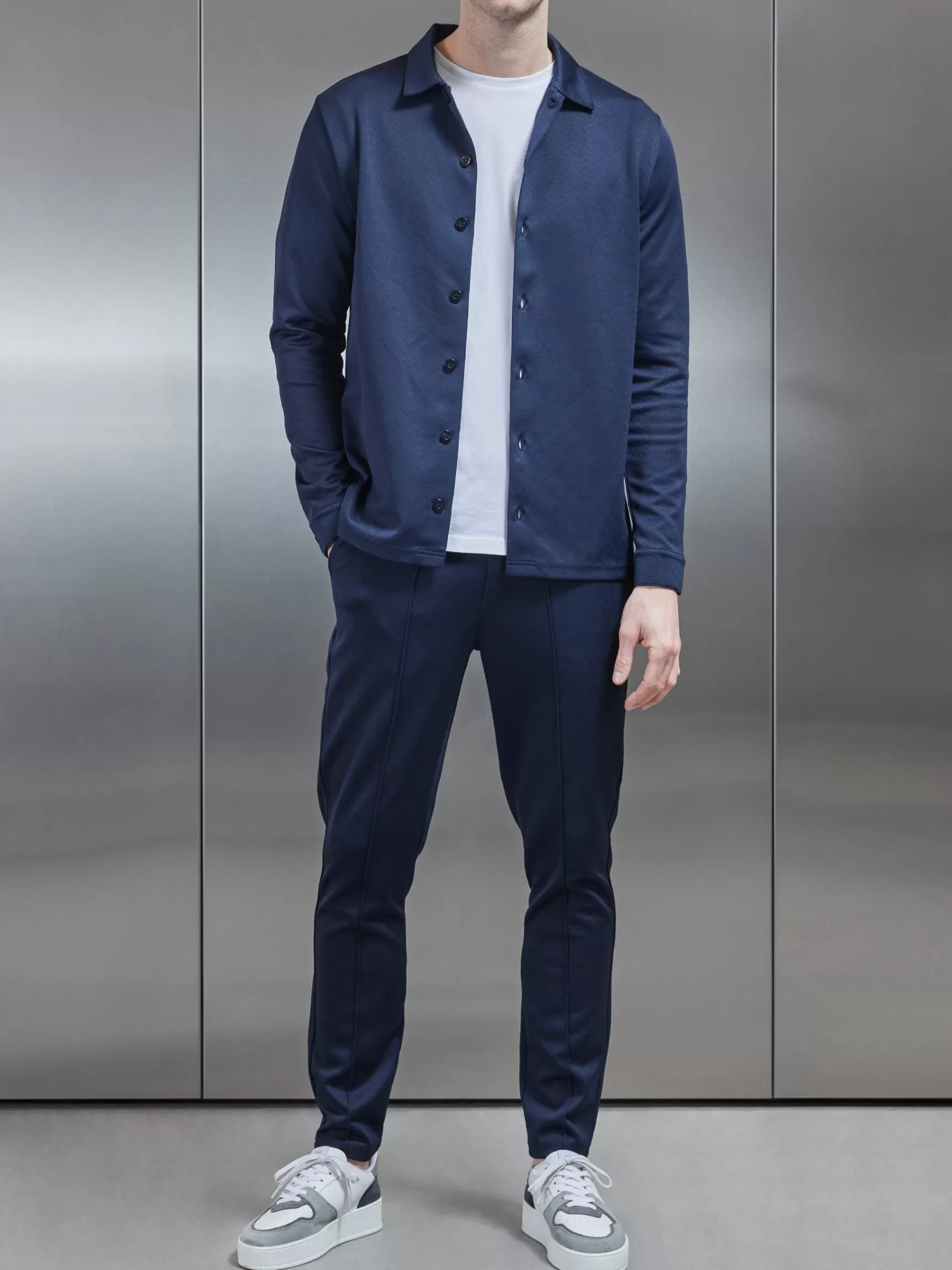 Best ARNE Textured Interlock Overshirt - Navy