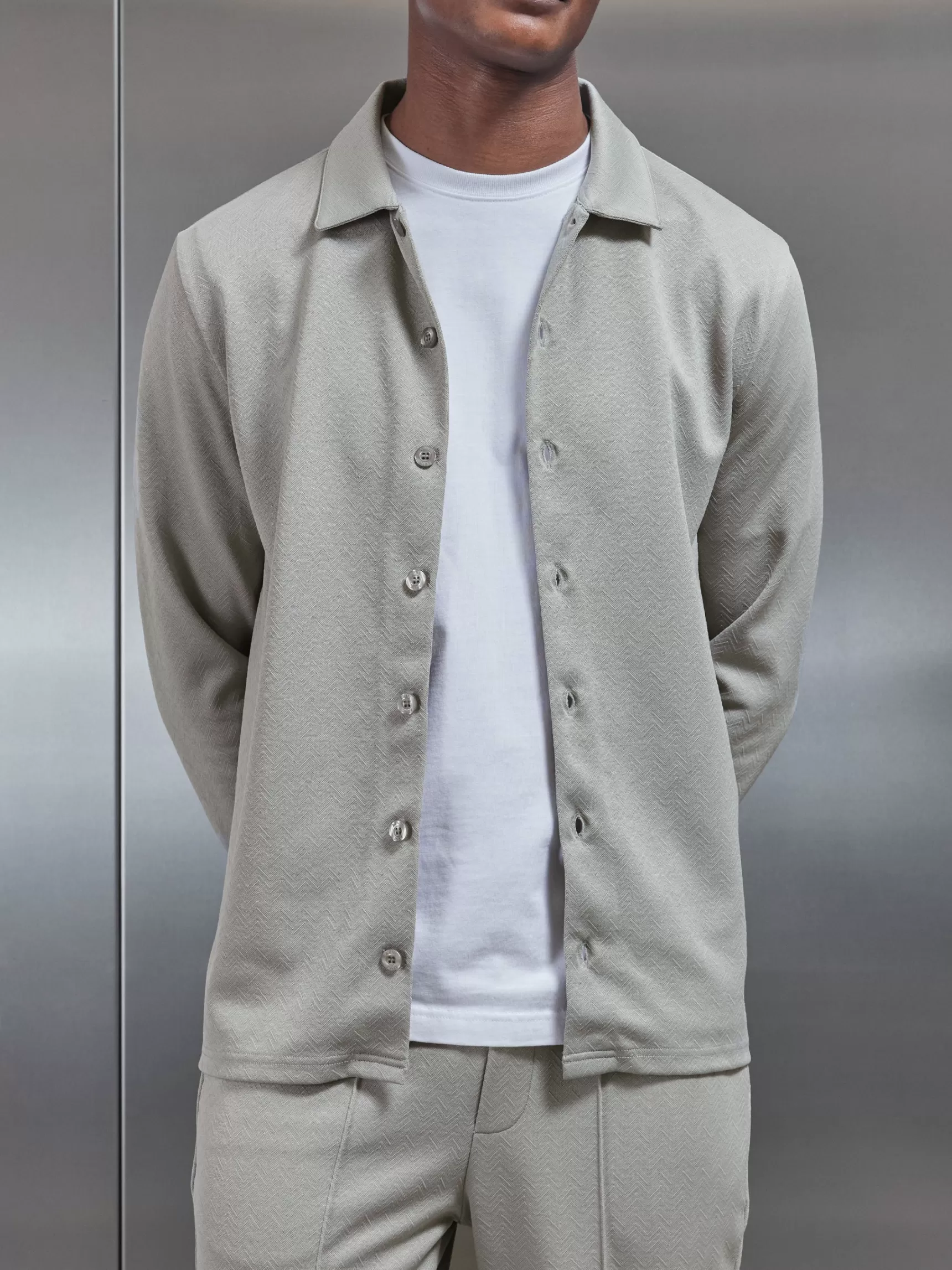 Flash Sale ARNE Textured Interlock Overshirt - Stone
