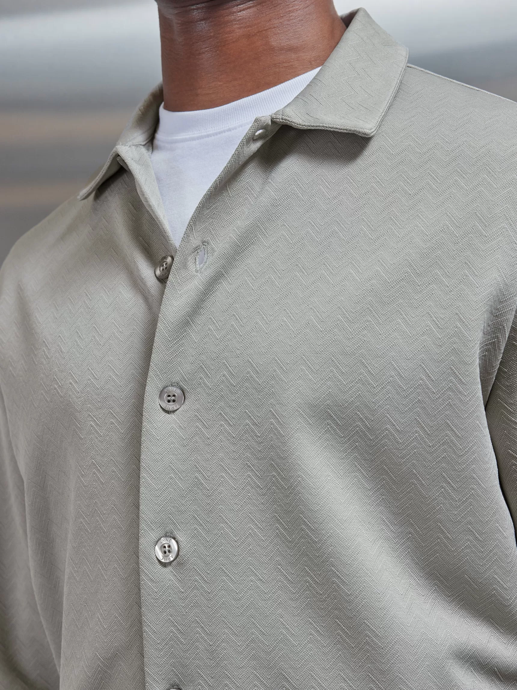 Flash Sale ARNE Textured Interlock Overshirt - Stone