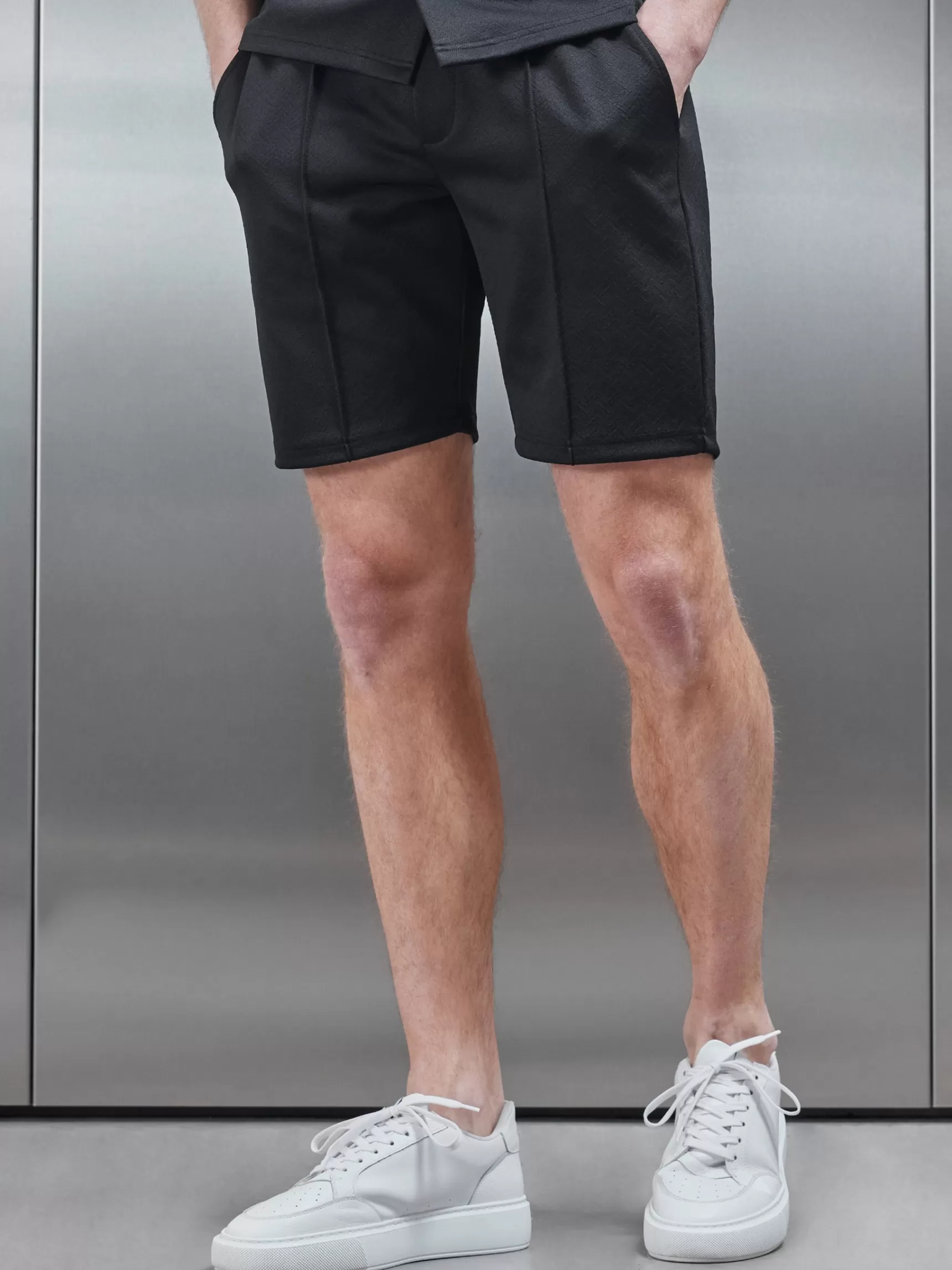 Hot ARNE Textured Interlock Short - Black