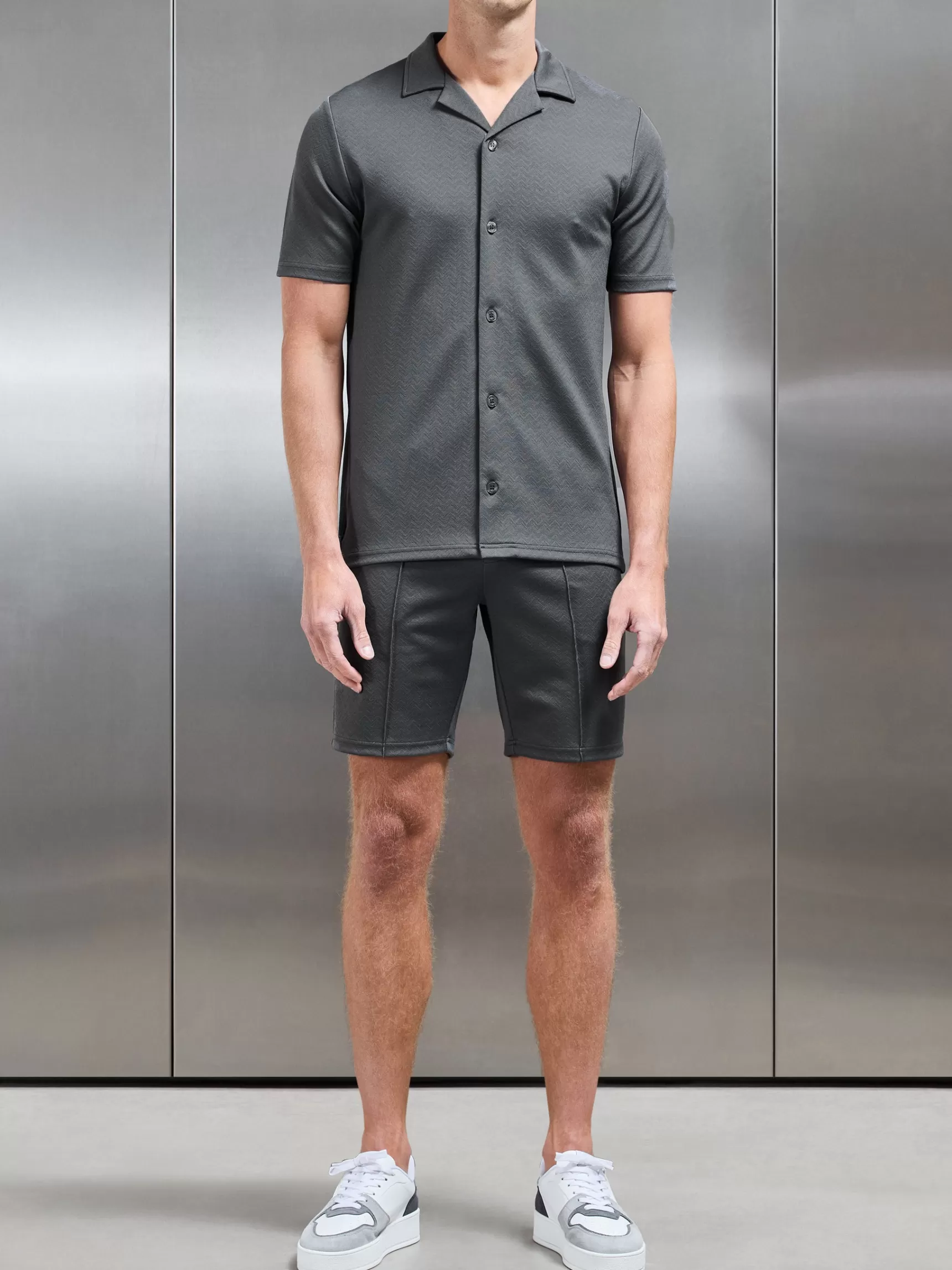 Sale ARNE Textured Interlock Short - Grey