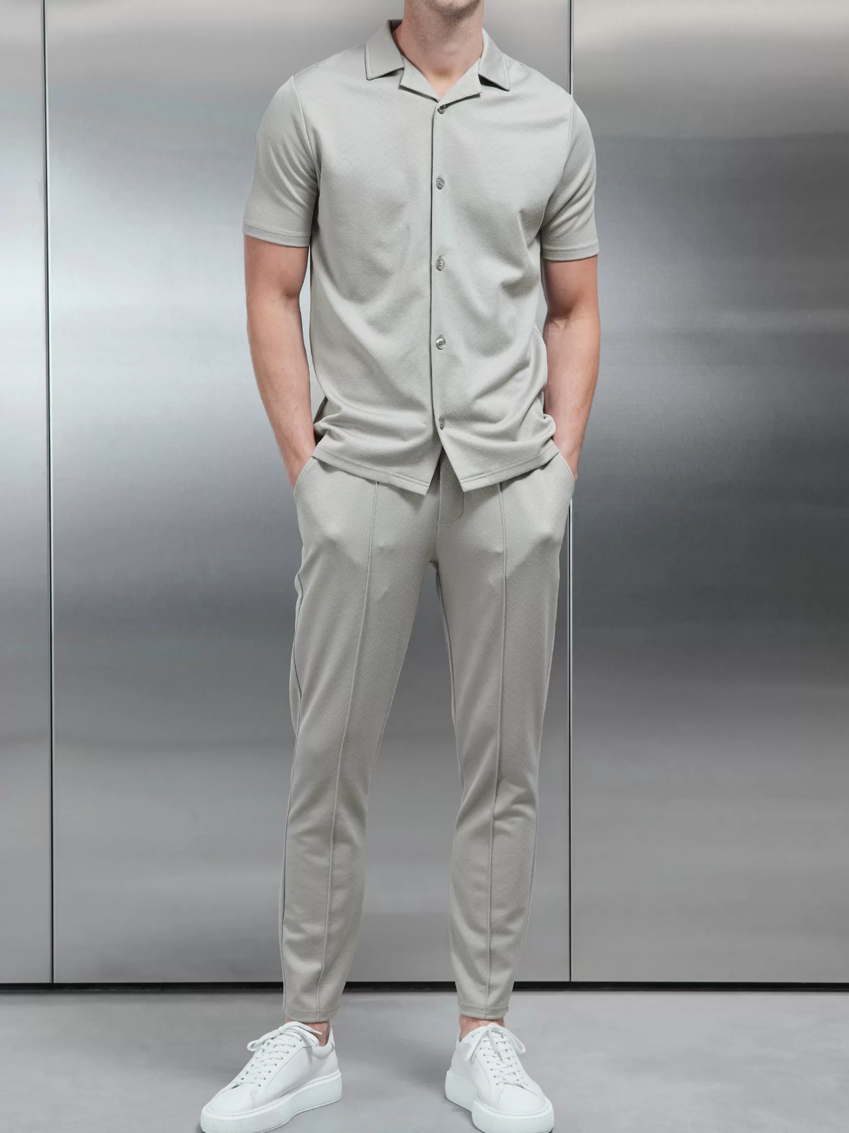 Cheap ARNE Textured Interlock Trouser - Stone