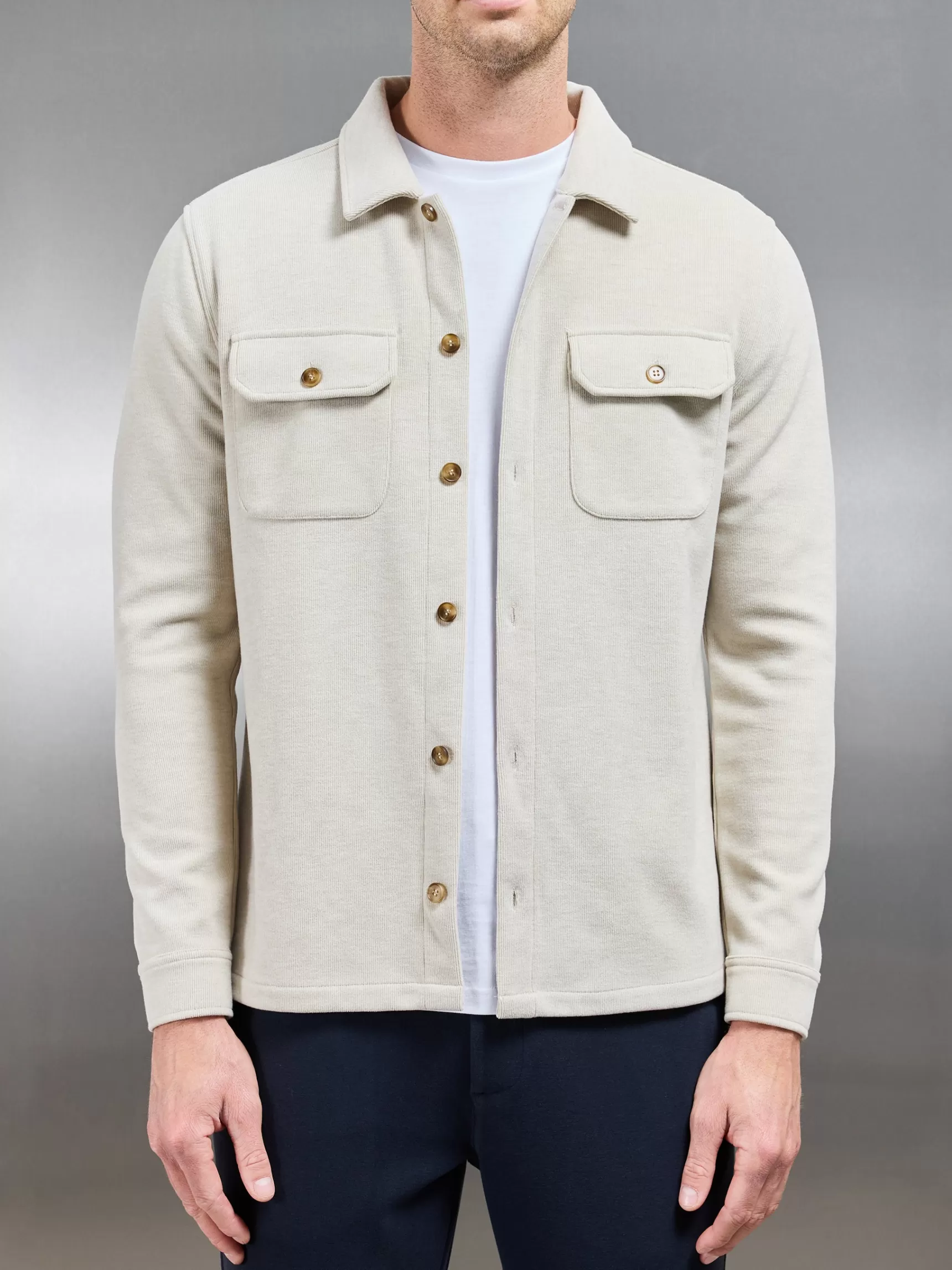 Best Sale ARNE Textured Knitted Overshirt - Stone