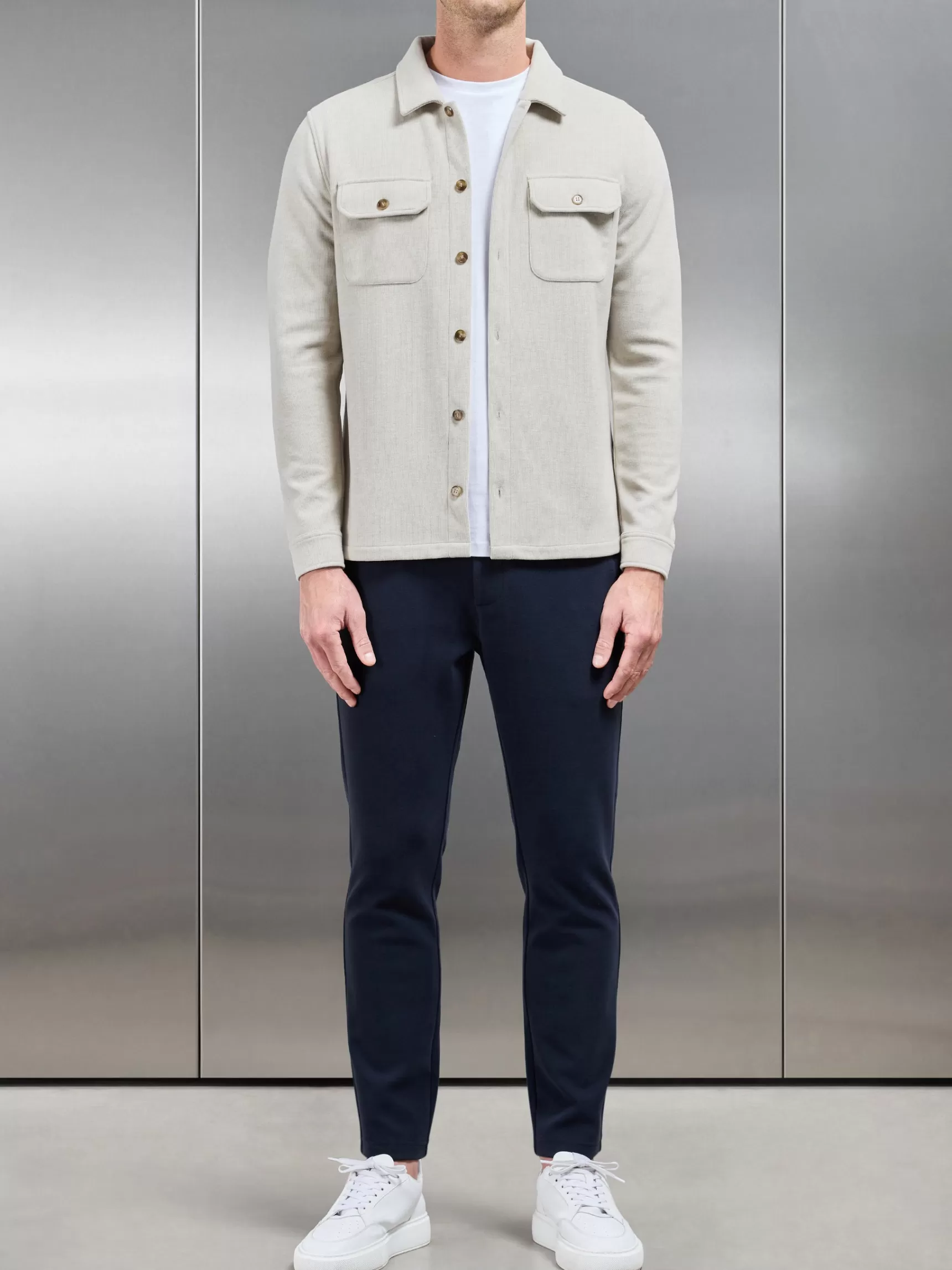 Best Sale ARNE Textured Knitted Overshirt - Stone