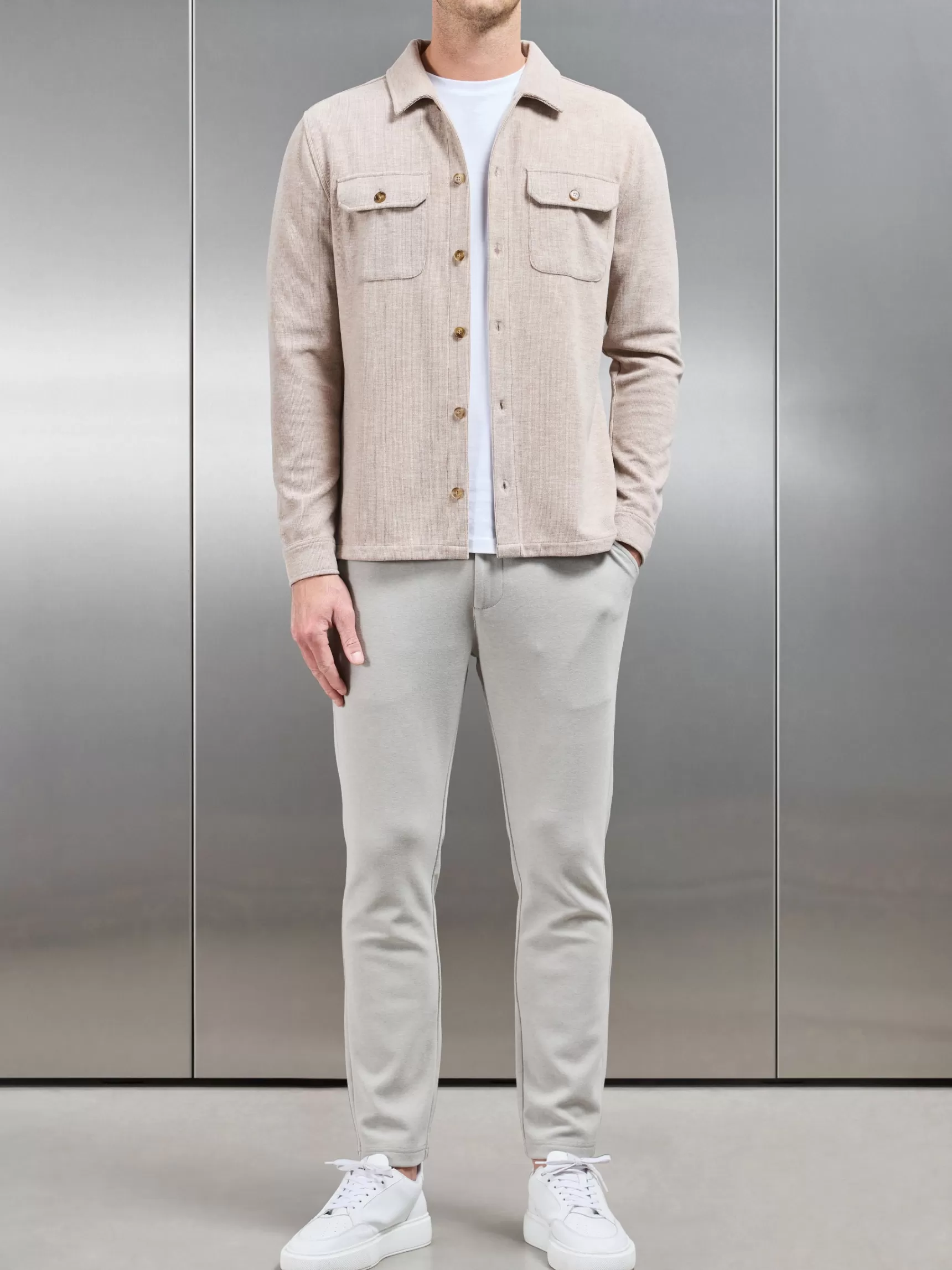 Cheap ARNE Textured Knitted Overshirt - Taupe