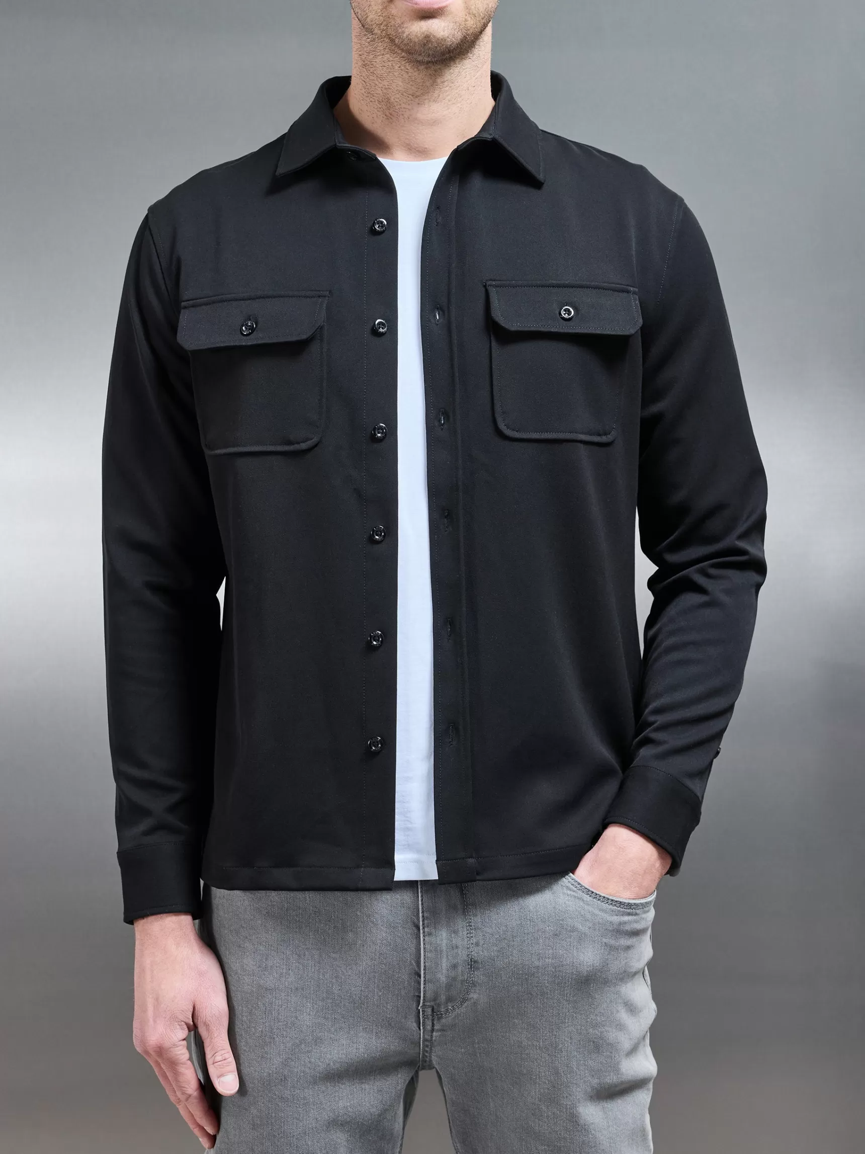 New ARNE Textured Overshirt - Black