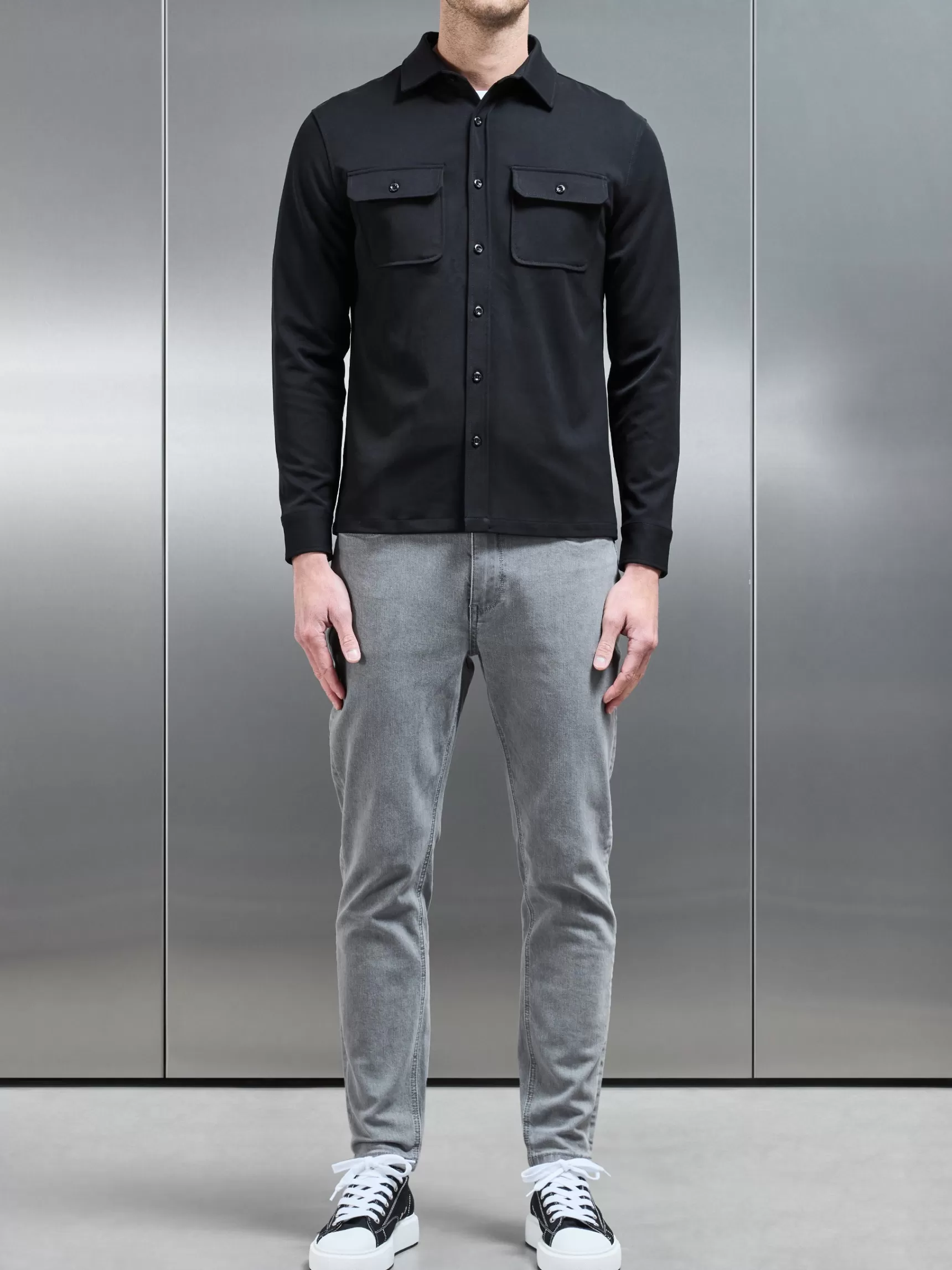 New ARNE Textured Overshirt - Black