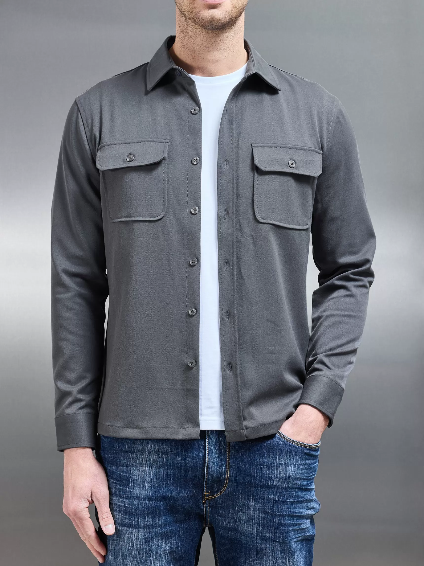 Online ARNE Textured Overshirt - Grey