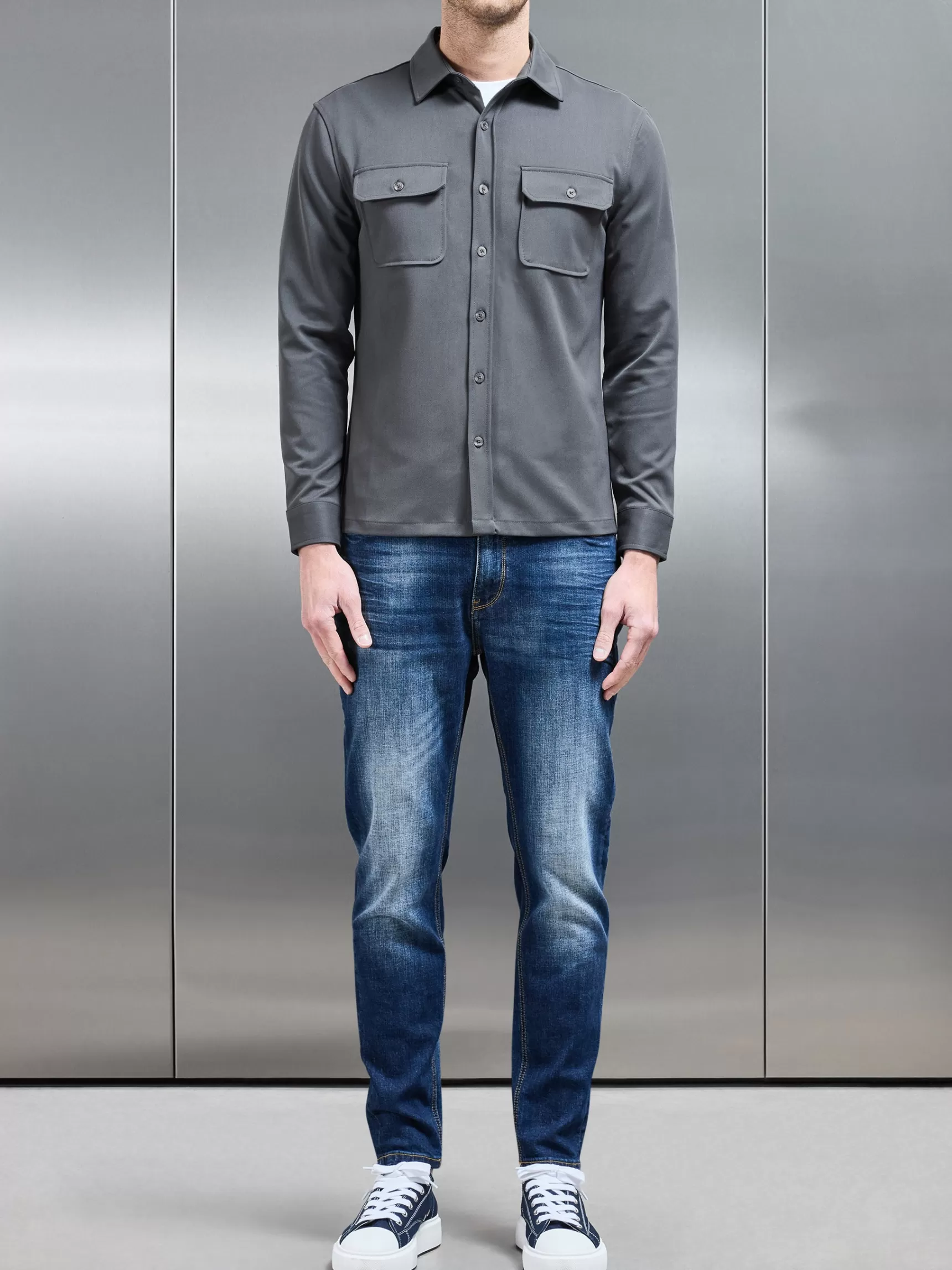 Online ARNE Textured Overshirt - Grey