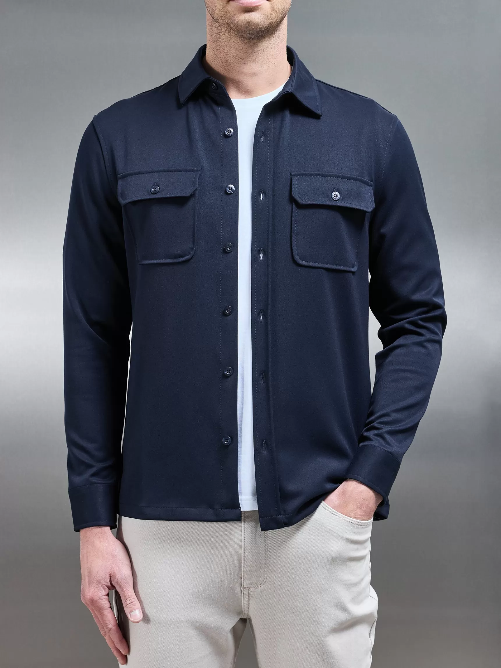 Clearance ARNE Textured Overshirt - Navy