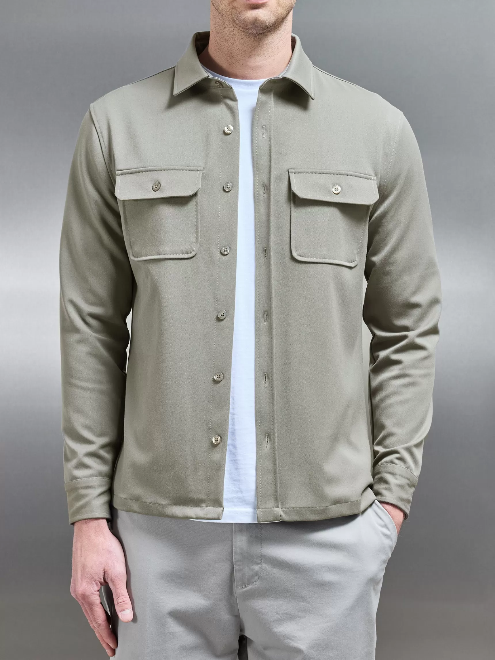 Clearance ARNE Textured Overshirt - Olive