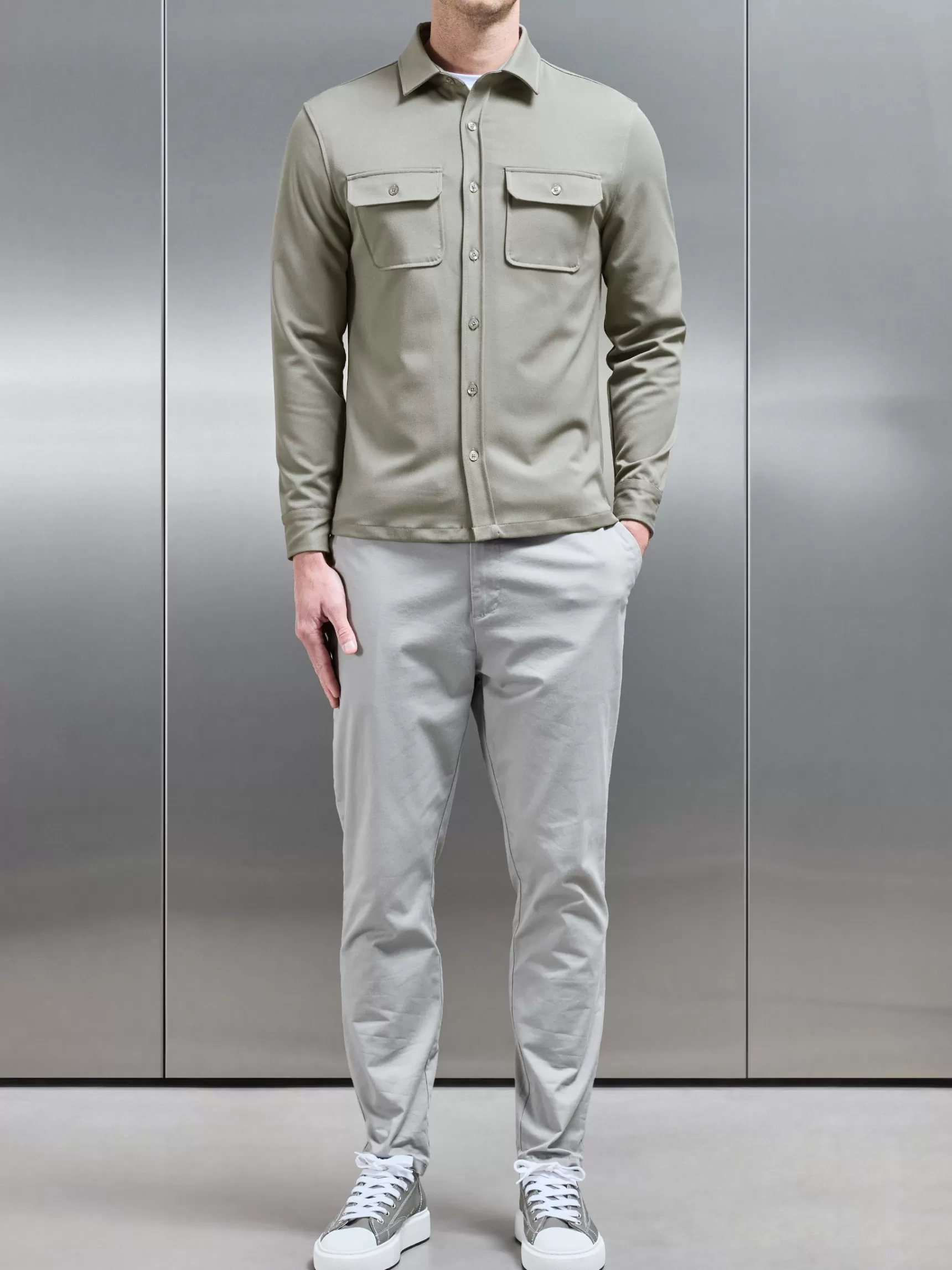 Clearance ARNE Textured Overshirt - Olive