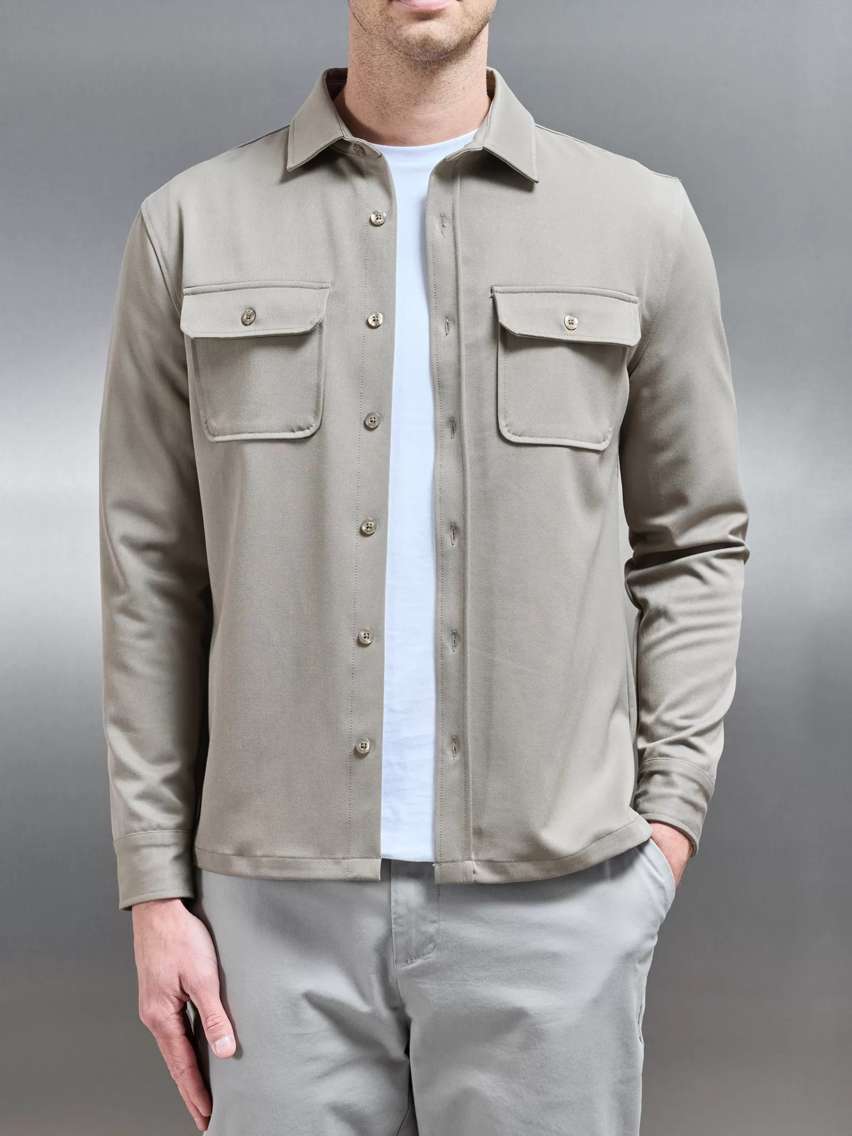 Cheap ARNE Textured Overshirt - Taupe
