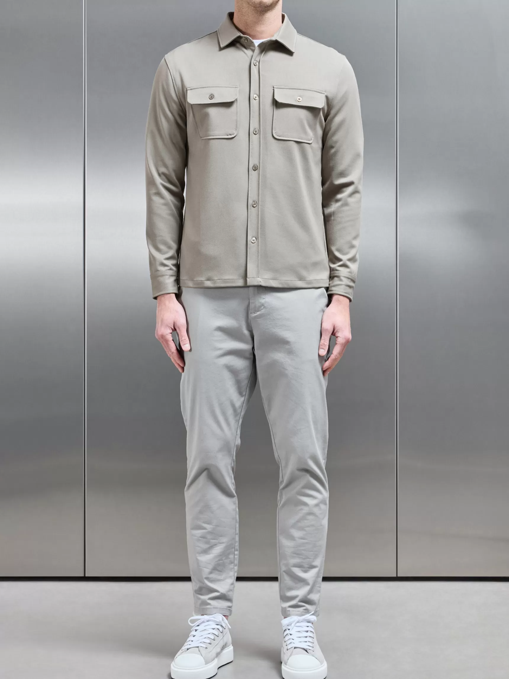 Cheap ARNE Textured Overshirt - Taupe