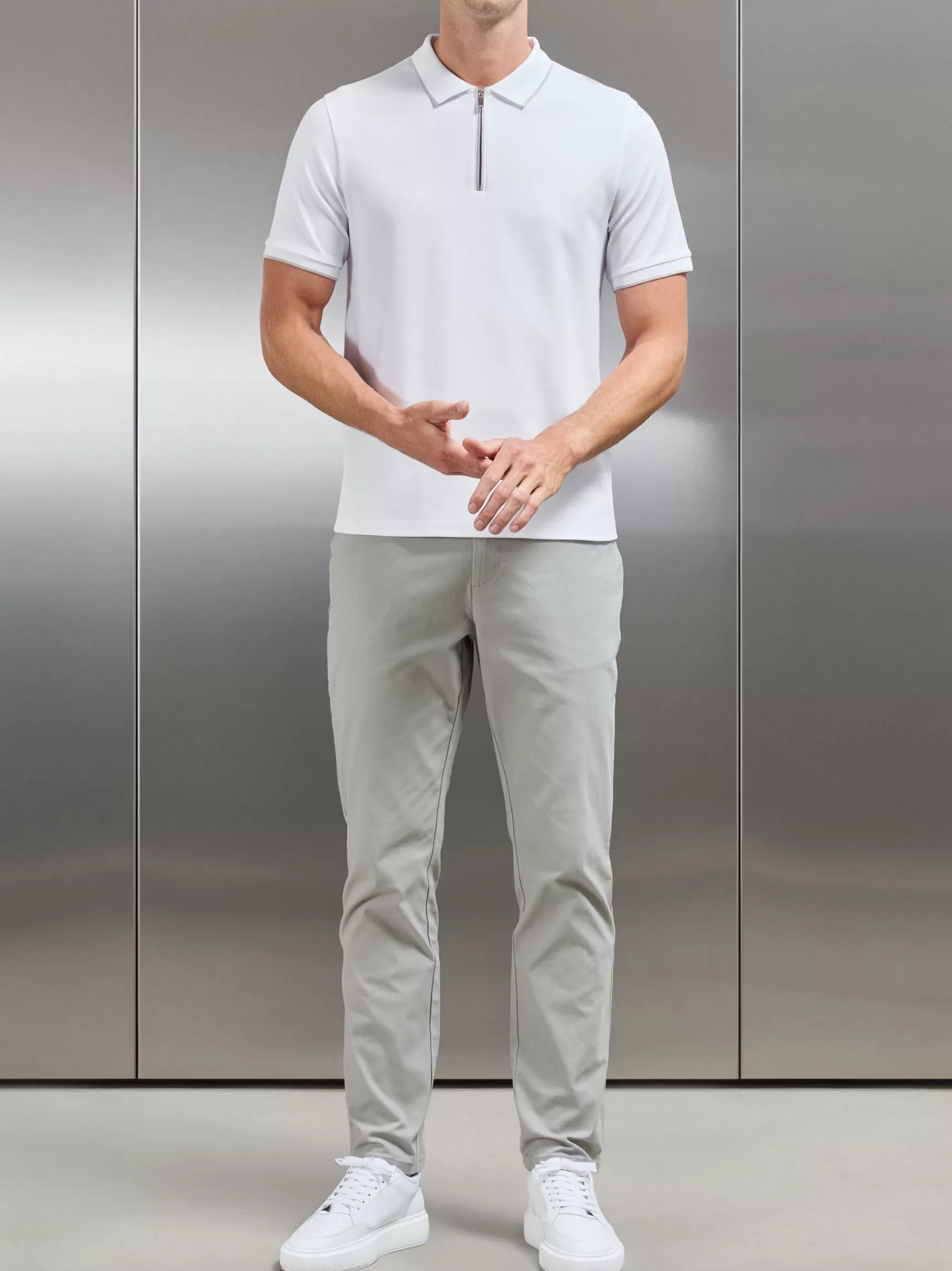 Shop ARNE Tipped Mercerised Interlock Zip Polo Shirt - White