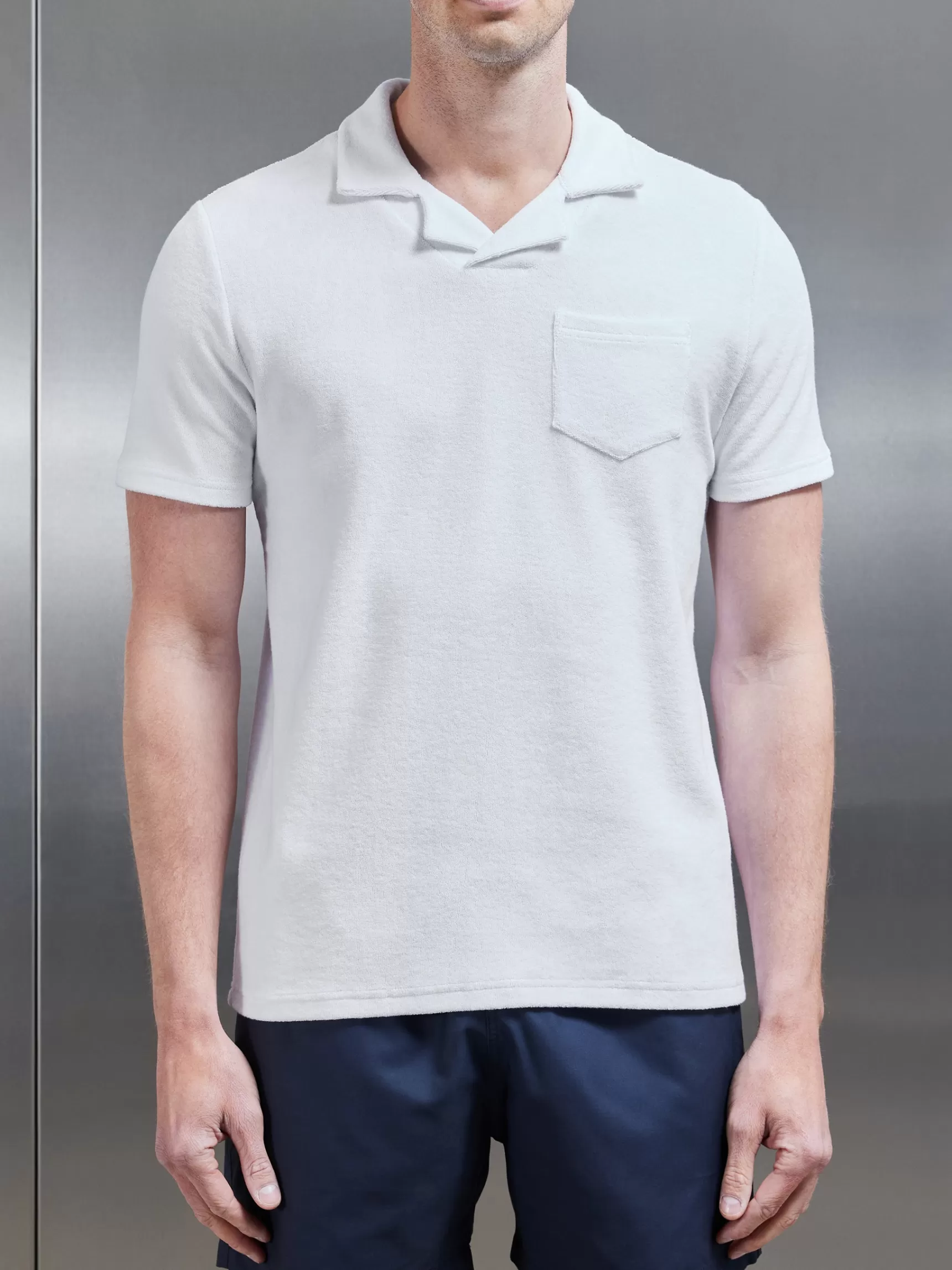 Fashion ARNE Towelling Revere Collar Polo Shirt - White