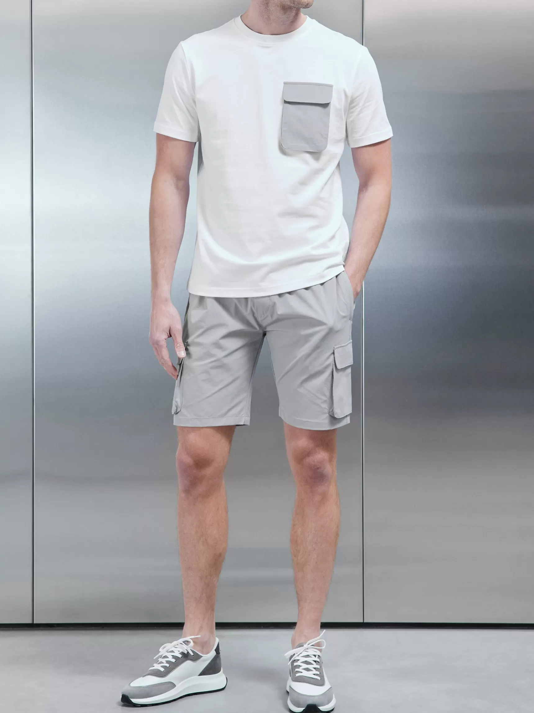 Outlet ARNE Utility Cargo Short - Mid Grey MidGrey