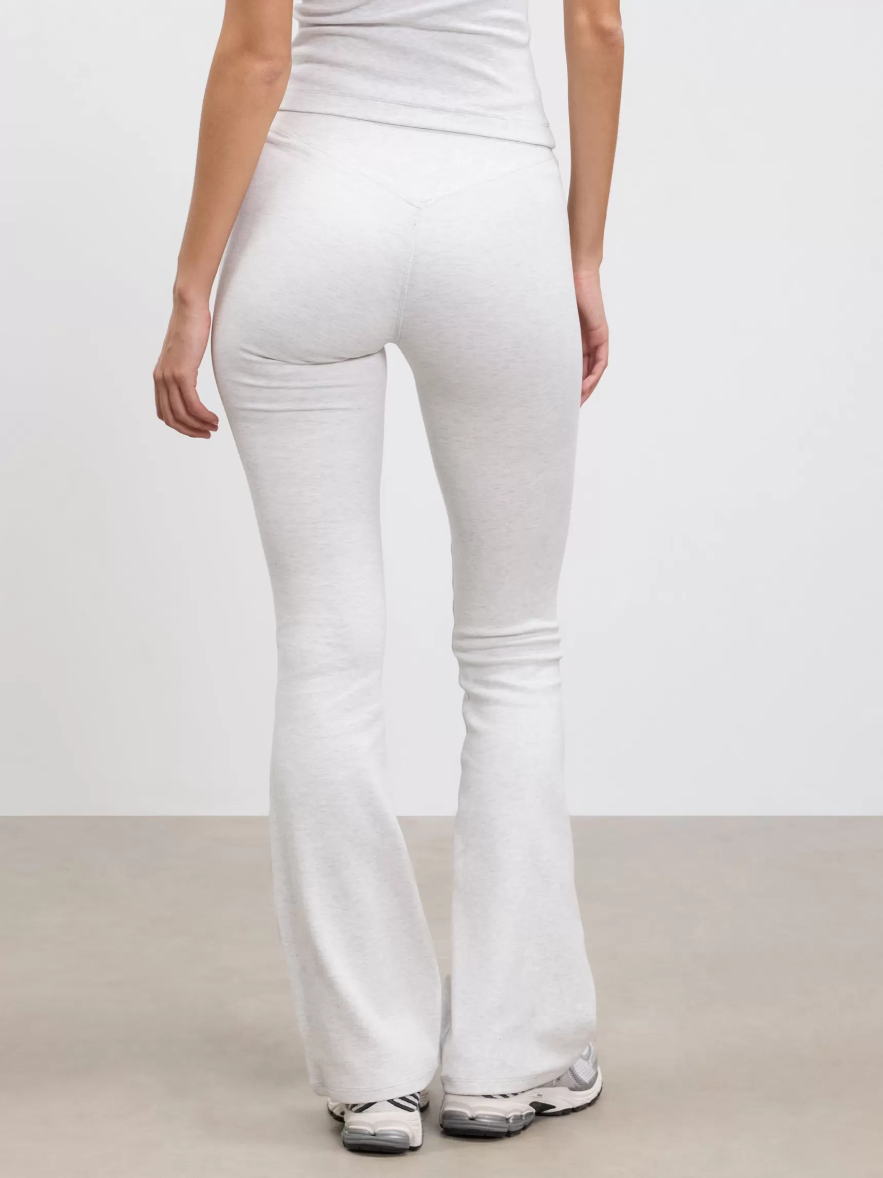 Fashion ARNE Womens Brushed Cotton Jersey Fold Over Flared Legging - Marl Grey MarlGrey