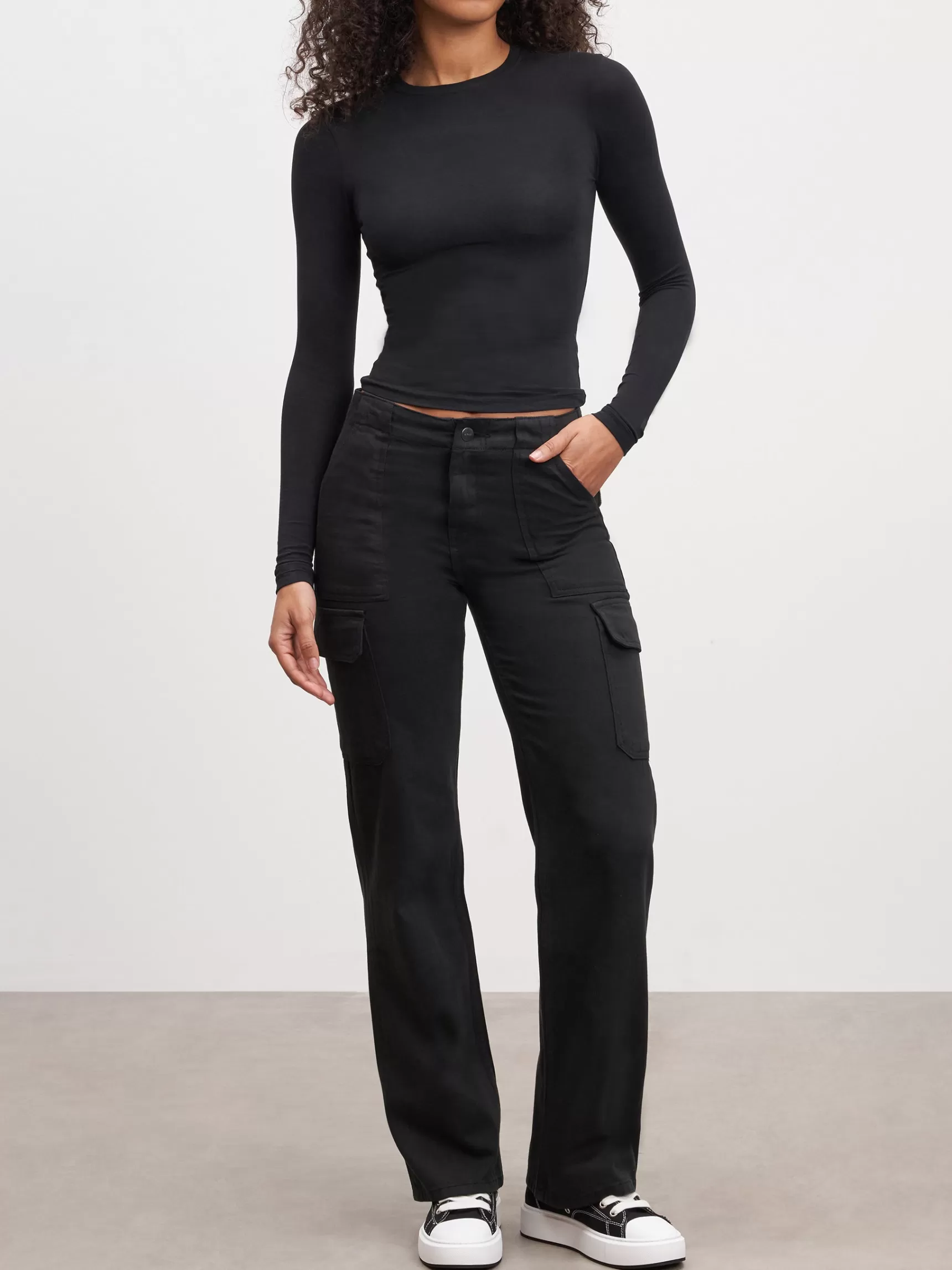 Flash Sale ARNE Womens Cotton Jersey Long Sleeve T-Shirt - Black
