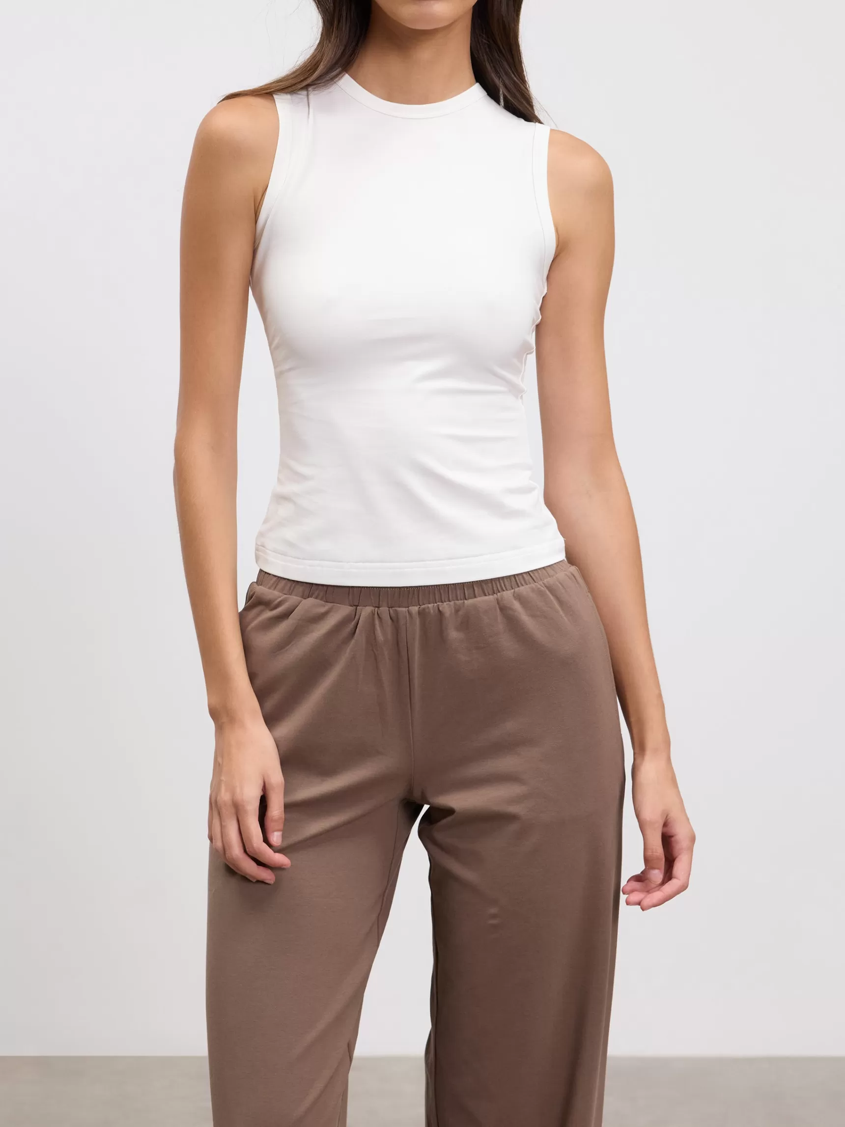 Outlet ARNE Womens Cotton Modal Round Neck Vest - White