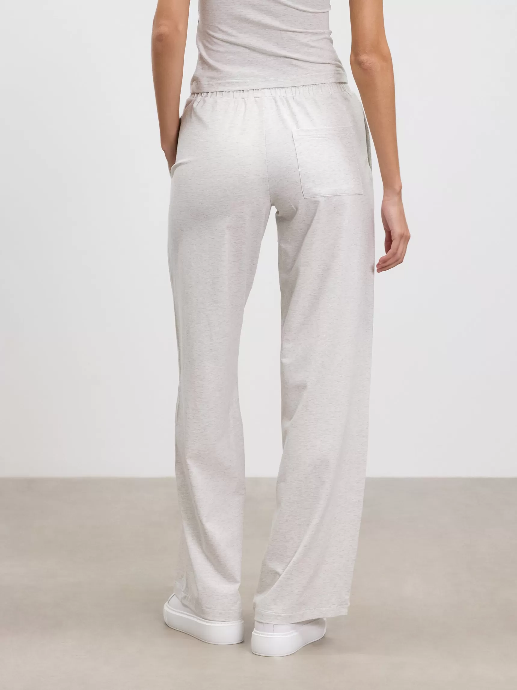 Sale ARNE Womens Cotton Modal Wide Leg Pull On Trouser - Marl Grey MarlGrey