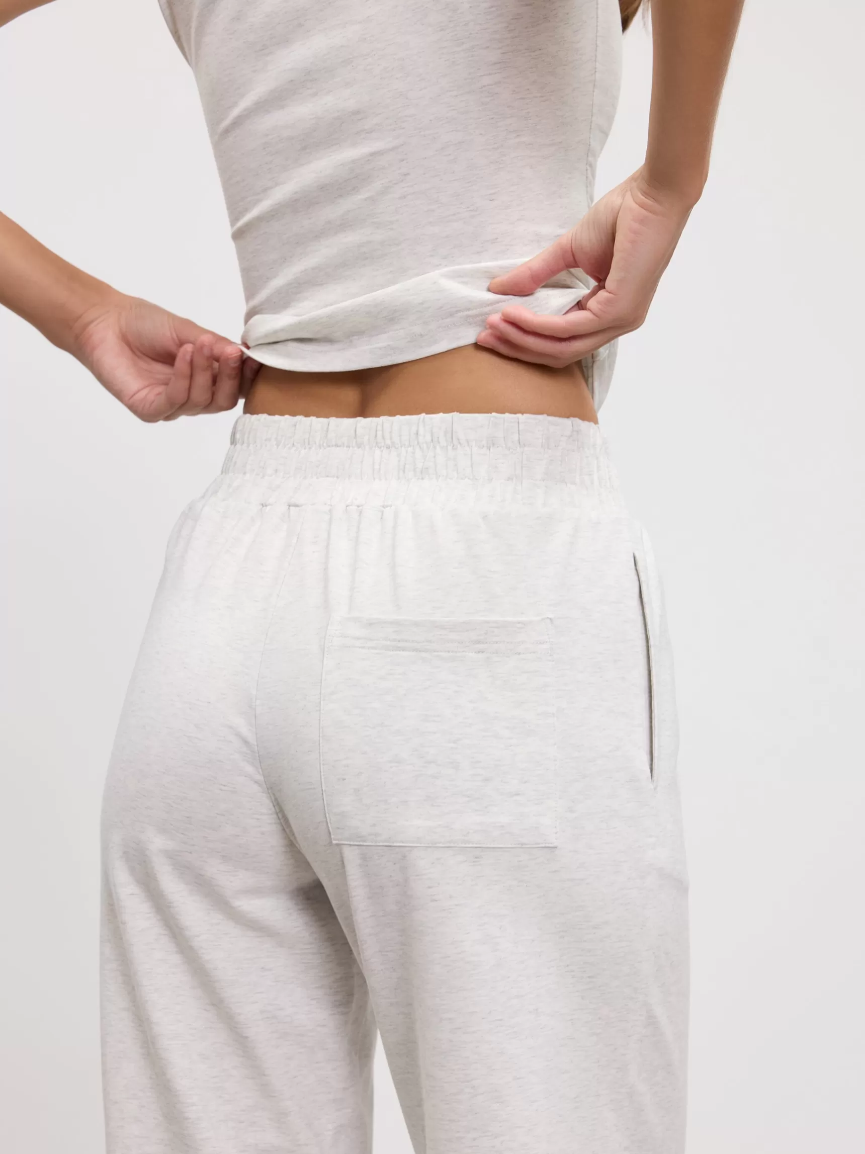 Sale ARNE Womens Cotton Modal Wide Leg Pull On Trouser - Marl Grey MarlGrey