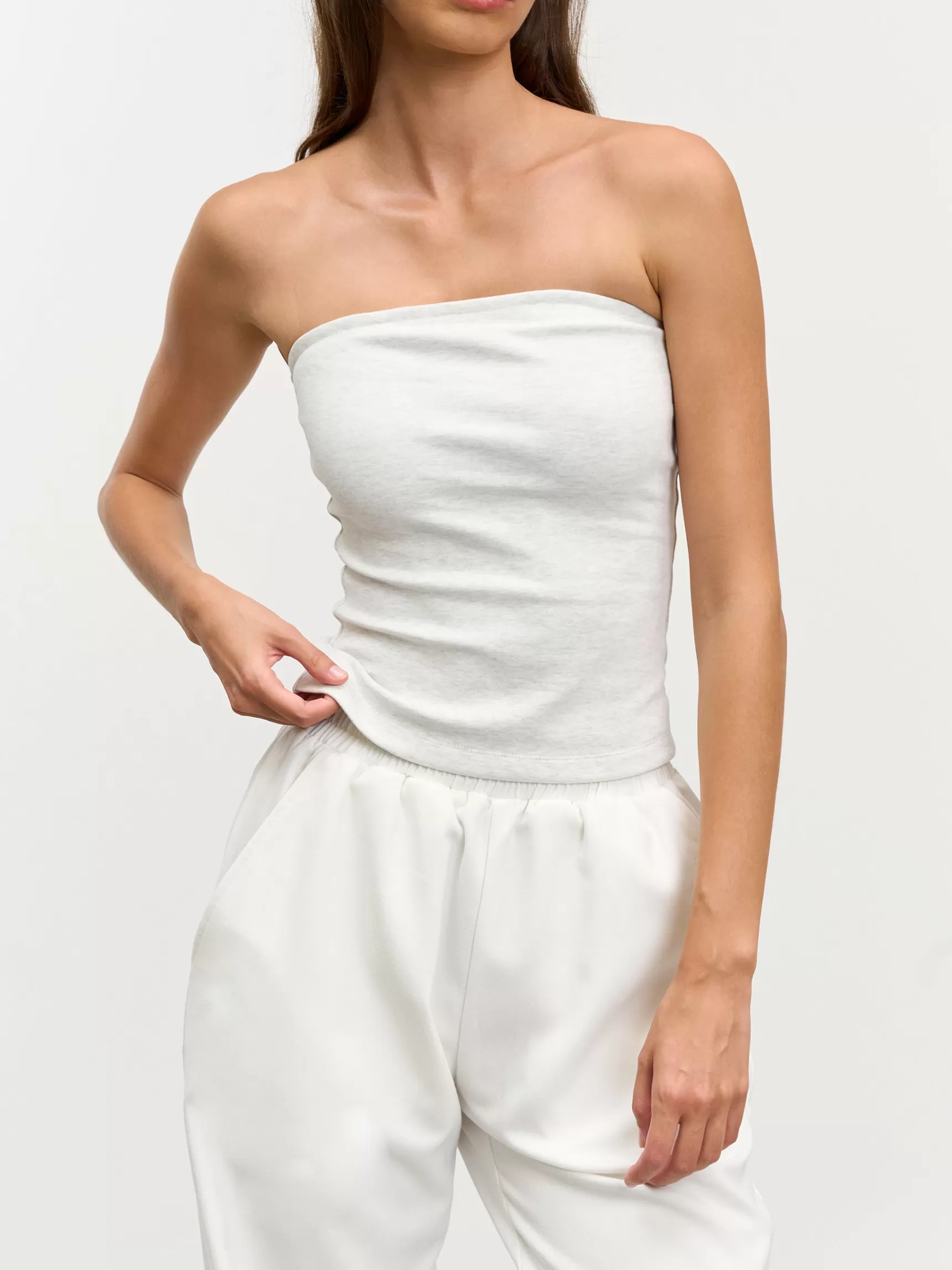New ARNE Womens Jersey Bandeau Top - Marl Grey MarlGrey