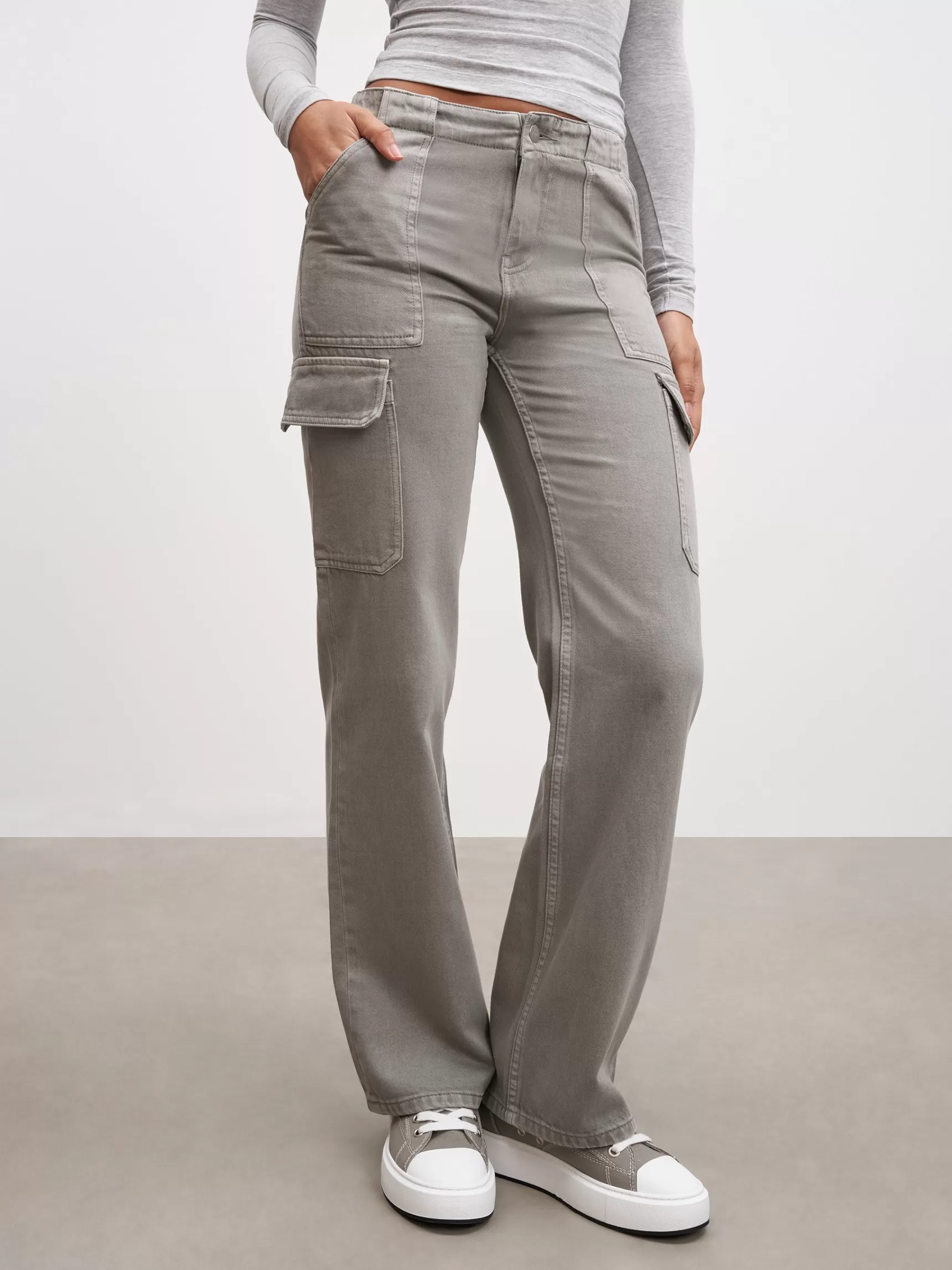 Cheap ARNE Womens Mid Rise Cargo Pant - Grey