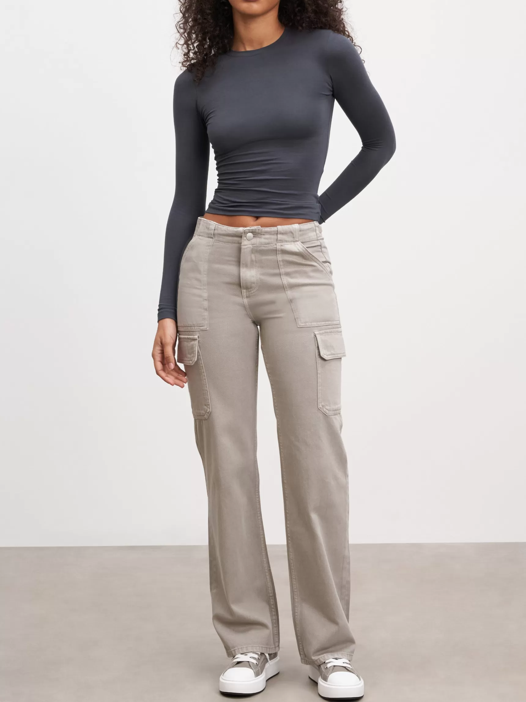 Shop ARNE Womens Mid Rise Cargo Pant - Stone