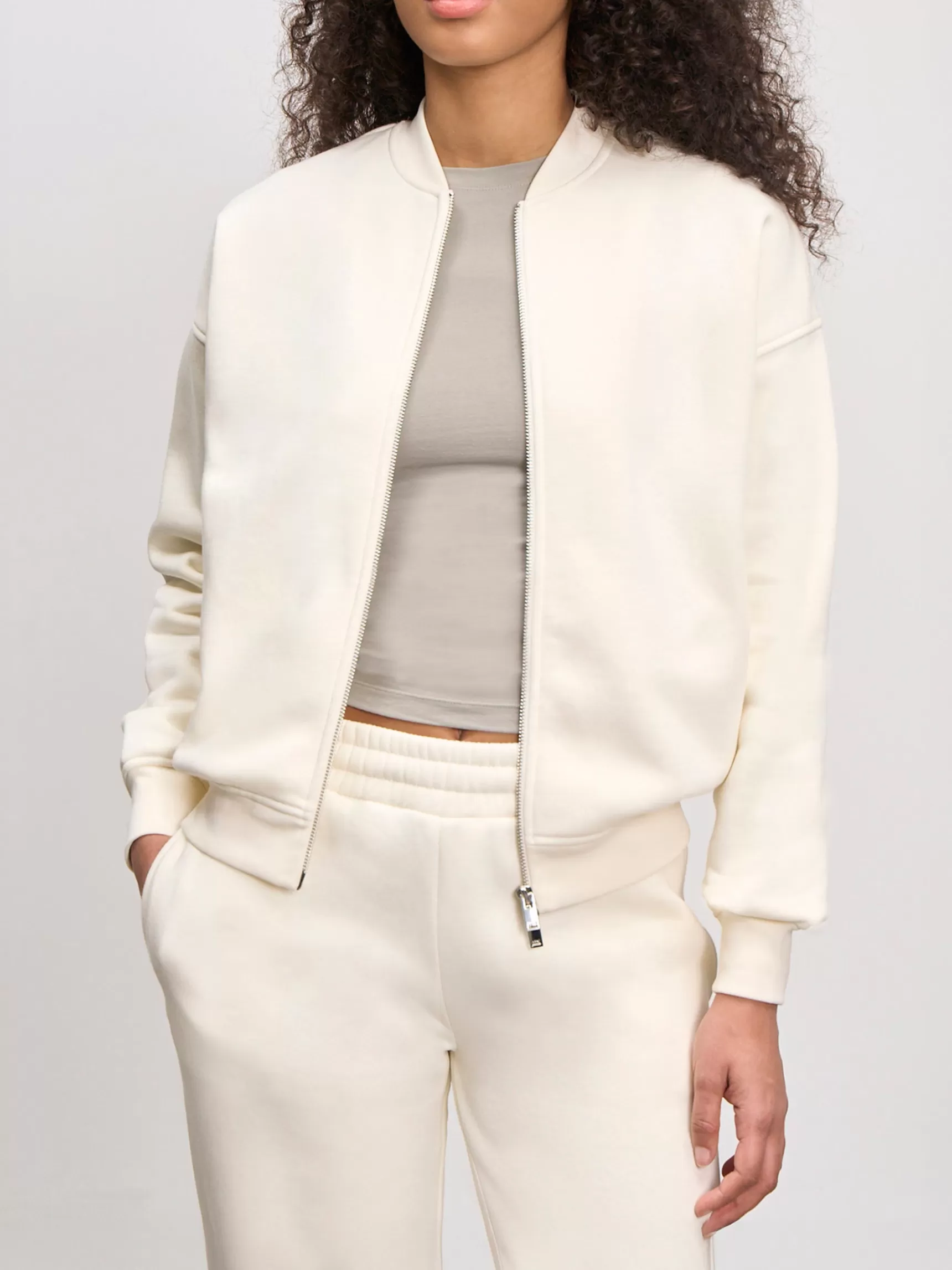 Outlet ARNE Womens Neoprene Bomber Jacket - Ecru