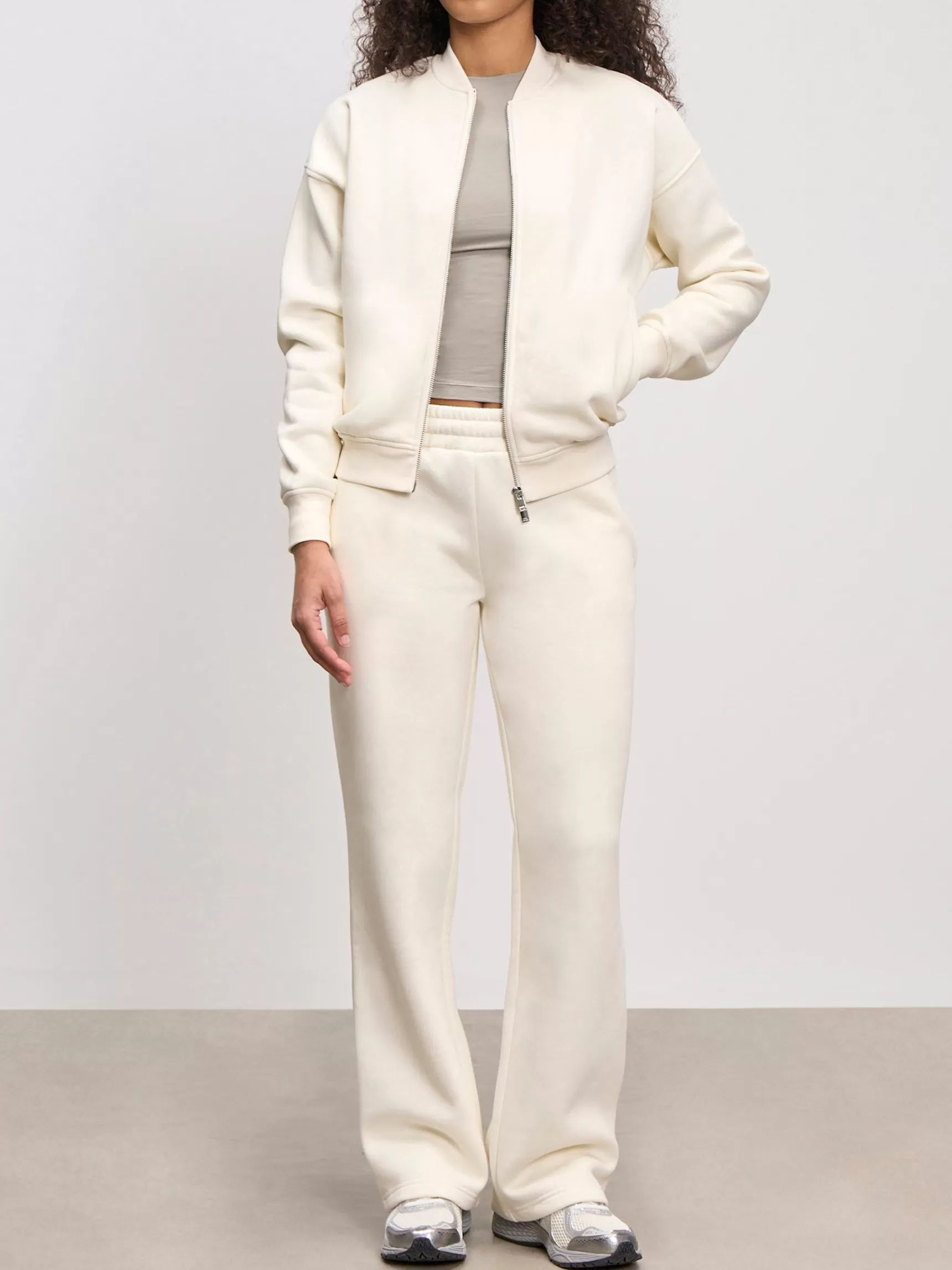Outlet ARNE Womens Neoprene Bomber Jacket - Ecru