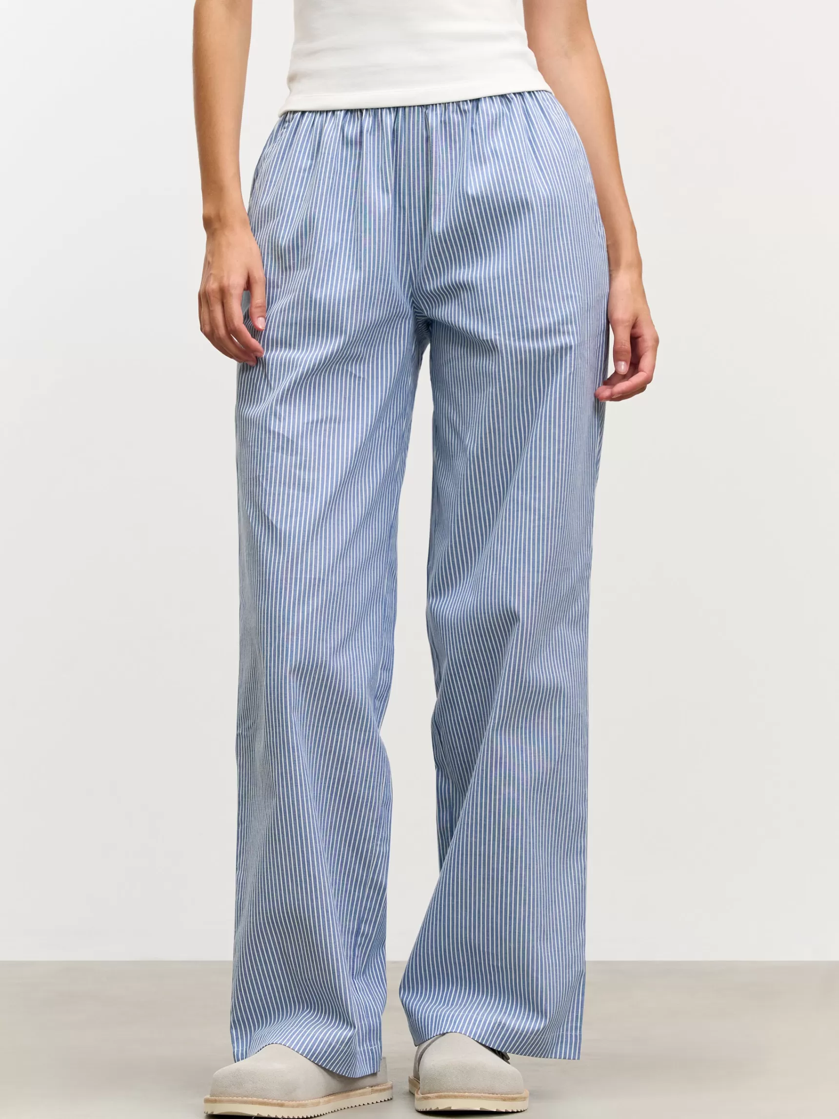 Clearance ARNE Womens Pull On Stripe Cotton Trouser - Blue