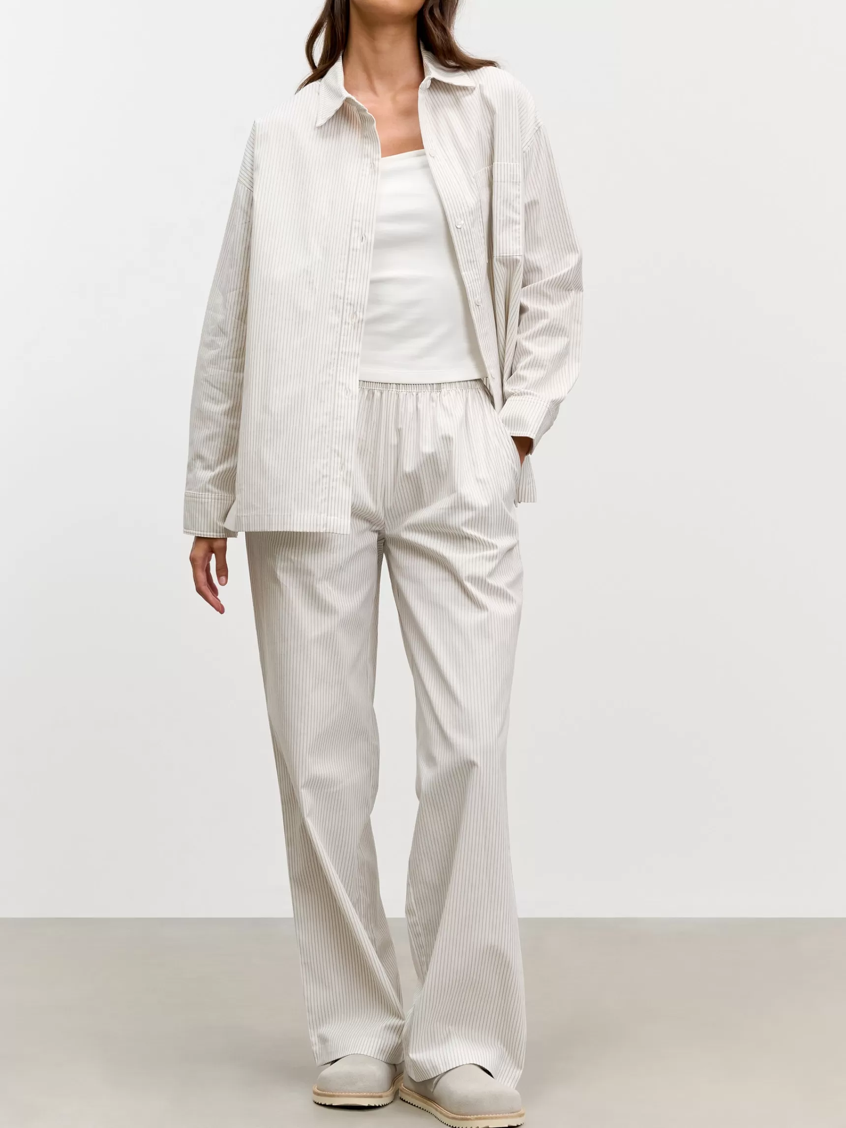 Flash Sale ARNE Womens Pull On Stripe Cotton Trouser - Stone