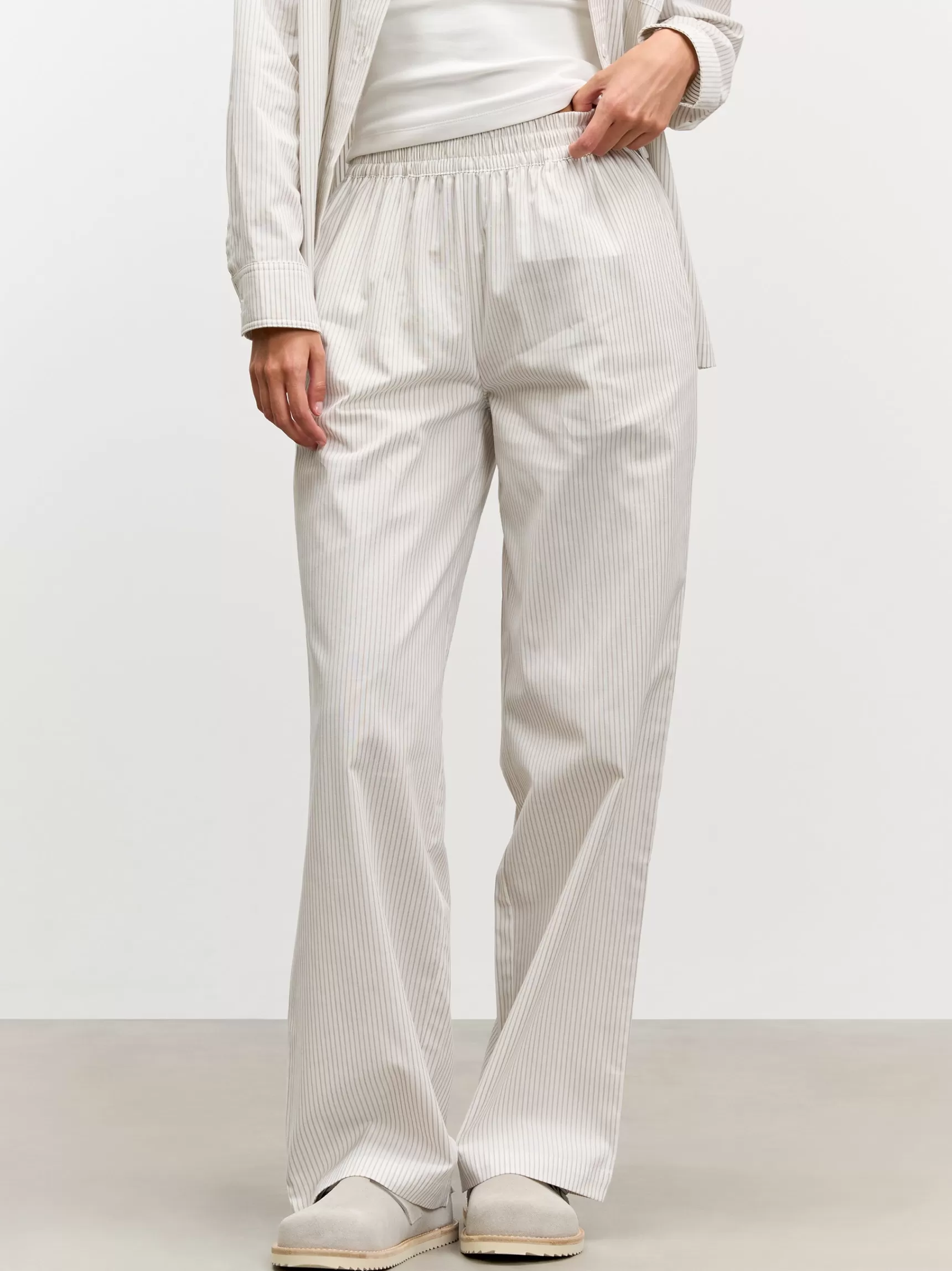 Flash Sale ARNE Womens Pull On Stripe Cotton Trouser - Stone