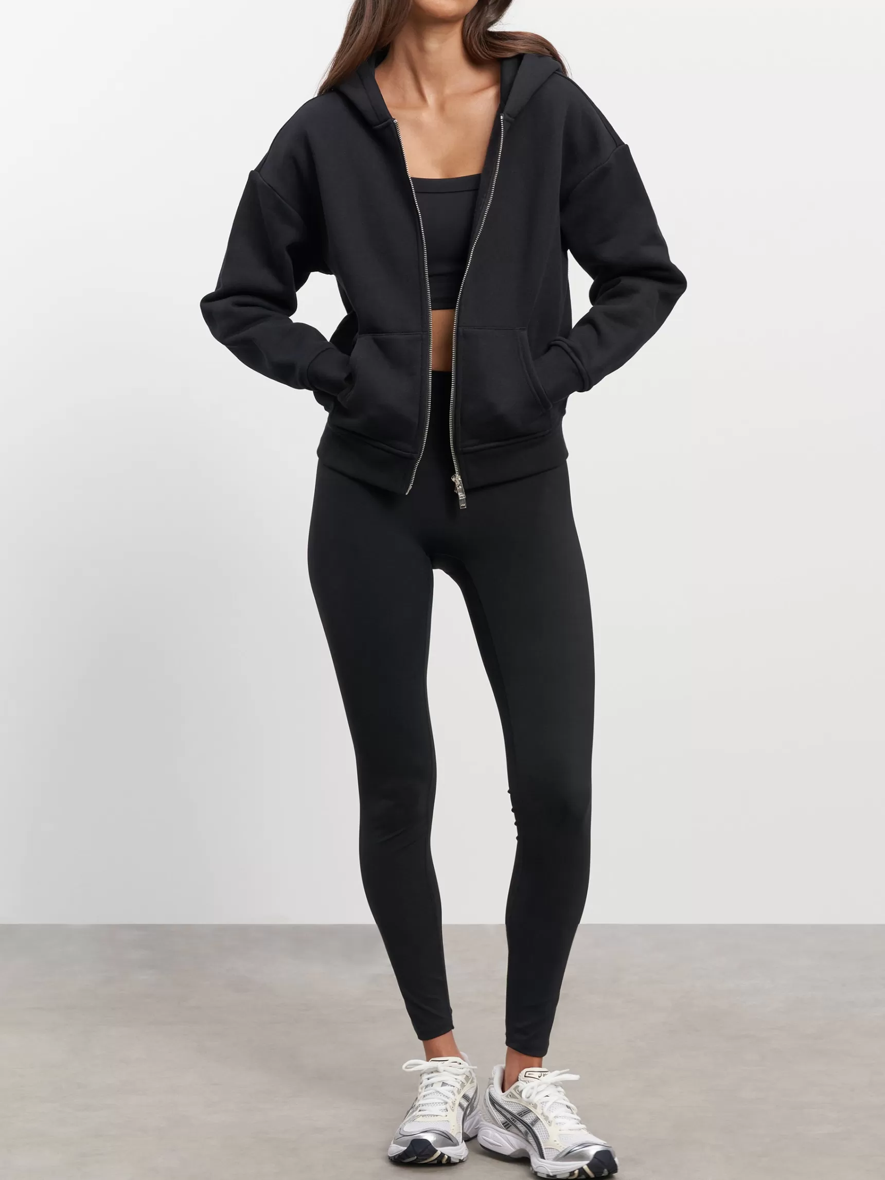 Shop ARNE Womens Relaxed Zip Hoodie - Black