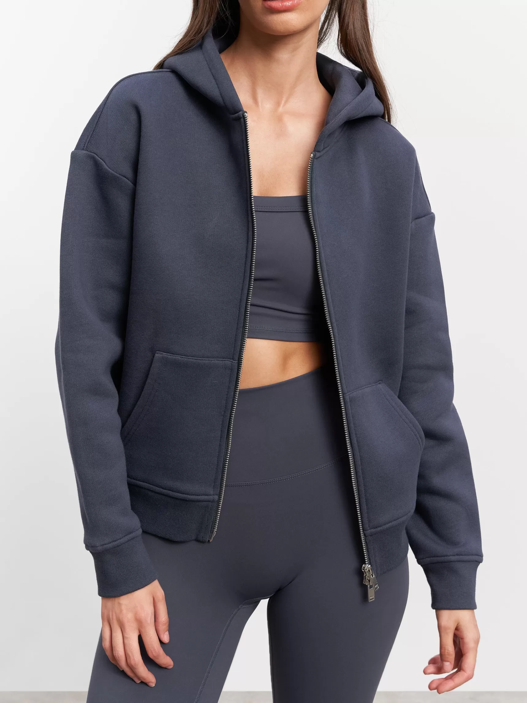 Store ARNE Womens Relaxed Zip Hoodie - Slate Blue SlateBlue