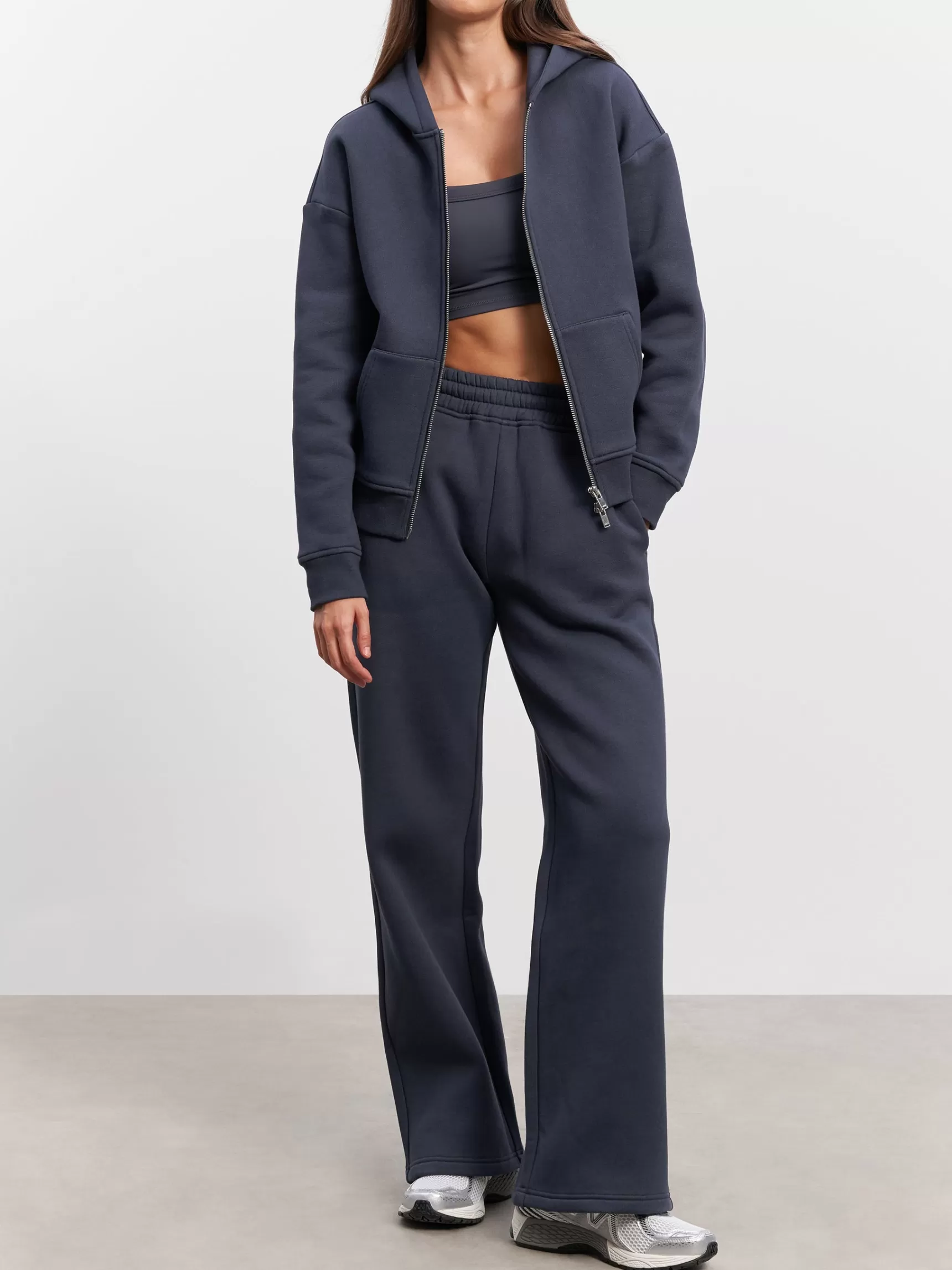 Store ARNE Womens Relaxed Zip Hoodie - Slate Blue SlateBlue