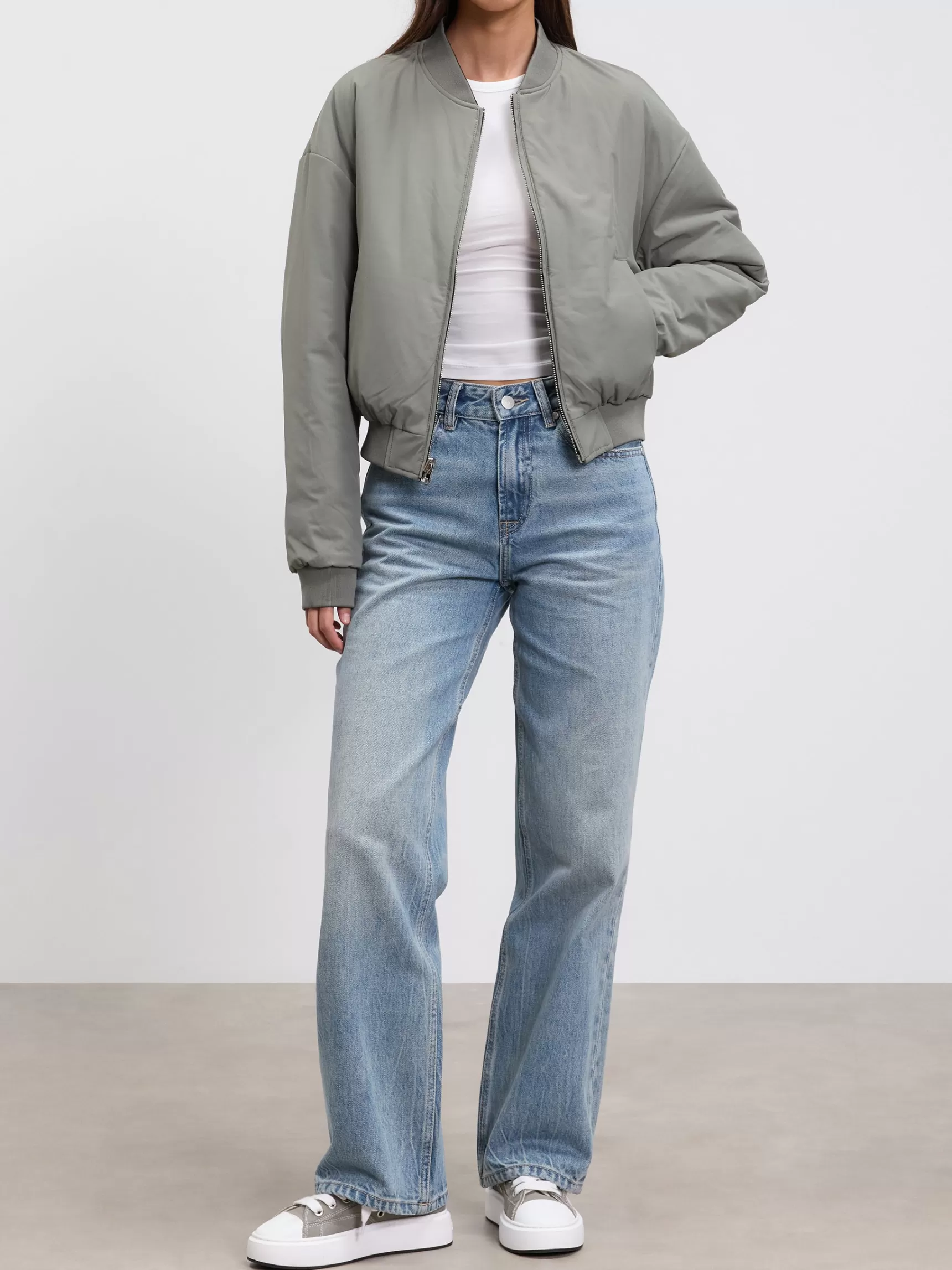 Store ARNE Womens Reversible Bomber Jacket - Black Sage BlackSage