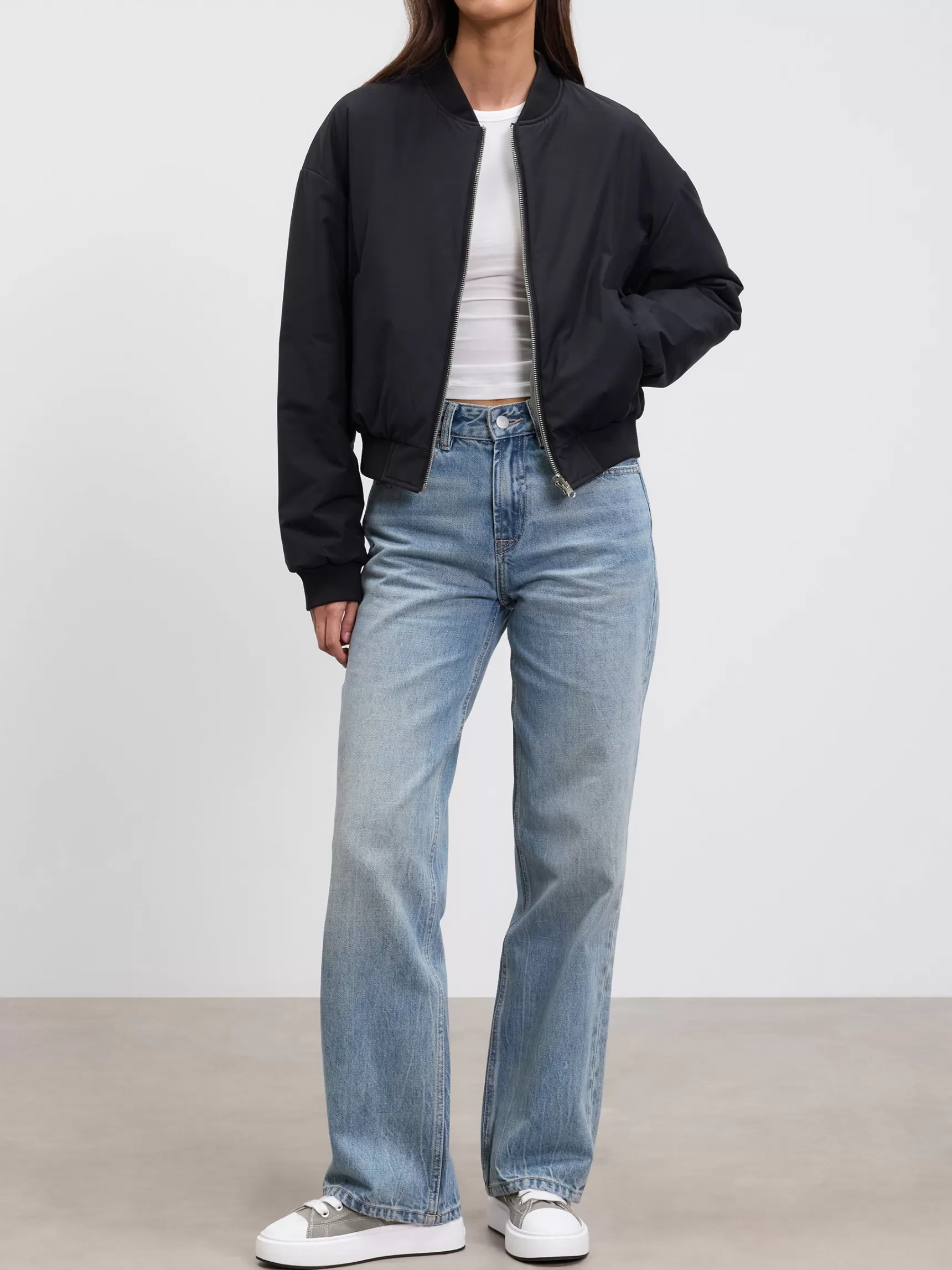 Store ARNE Womens Reversible Bomber Jacket - Black Sage BlackSage