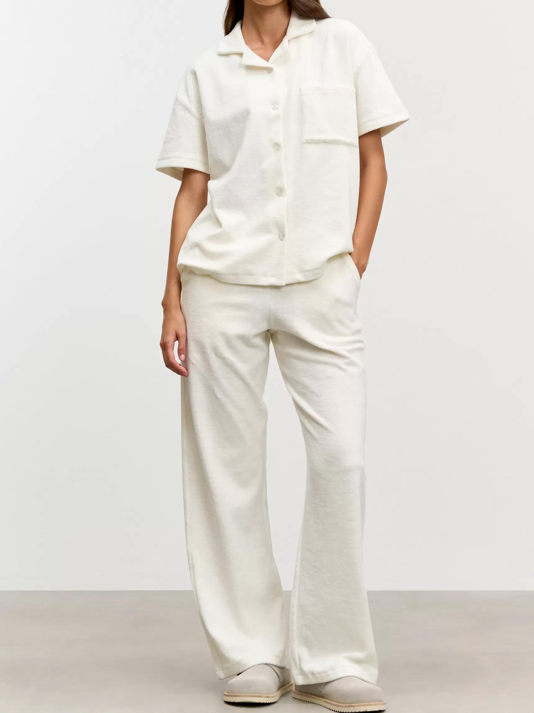 Shop ARNE Womens Towelling Trouser - Ecru