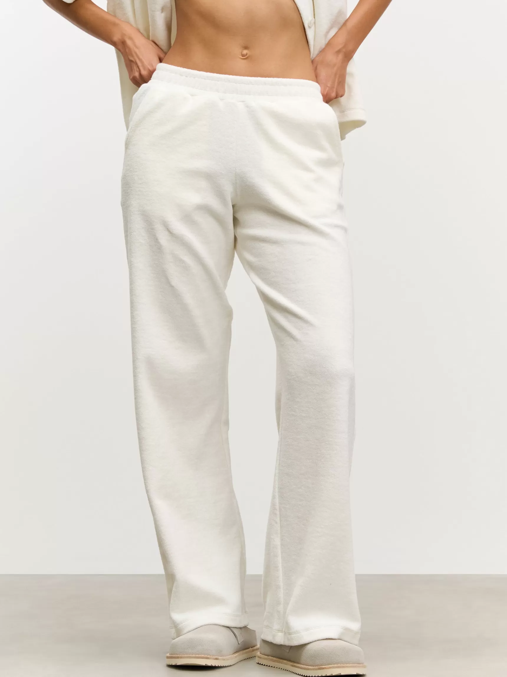 Shop ARNE Womens Towelling Trouser - Ecru
