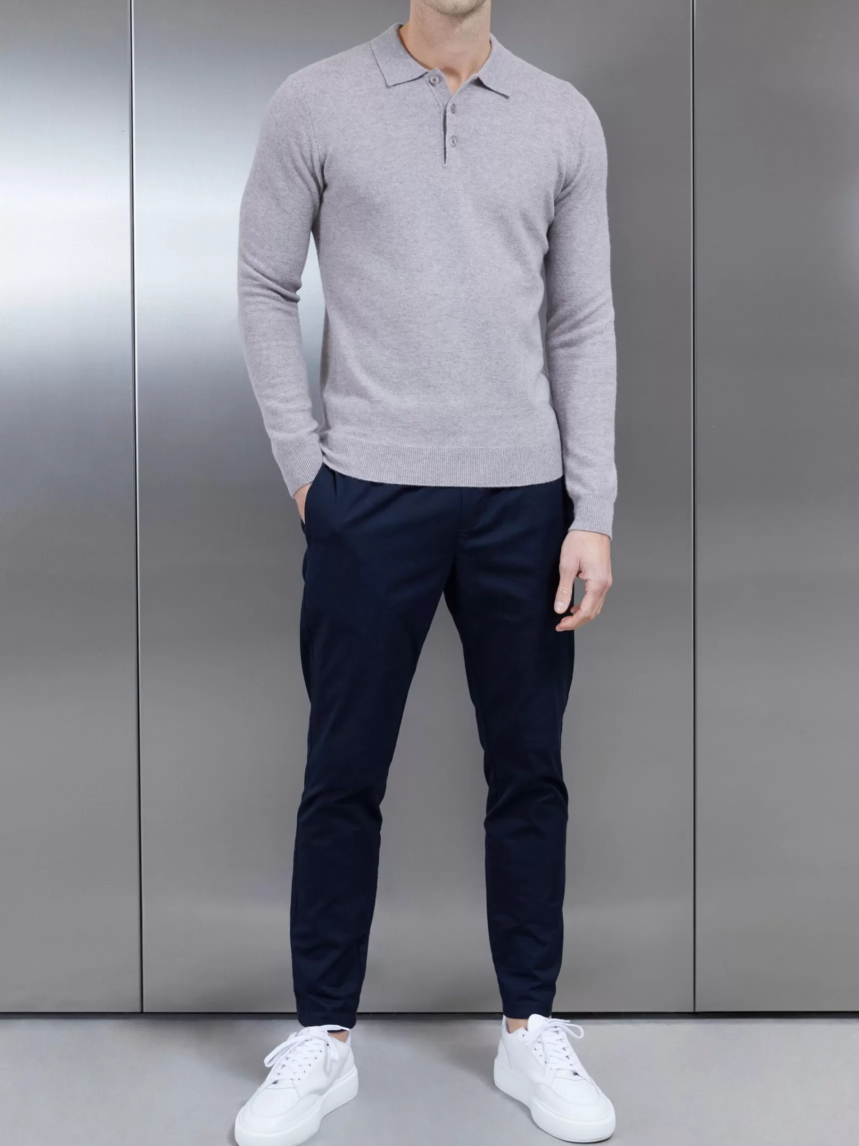 Hot ARNE Wool Knitted Polo Shirt - Stone